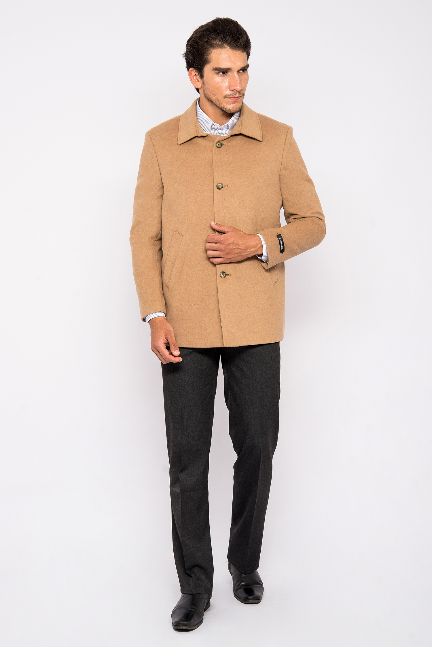 Áo Coat Nam Màu Khaki Đậm Cổ Bẻ- HẾT HÀNG