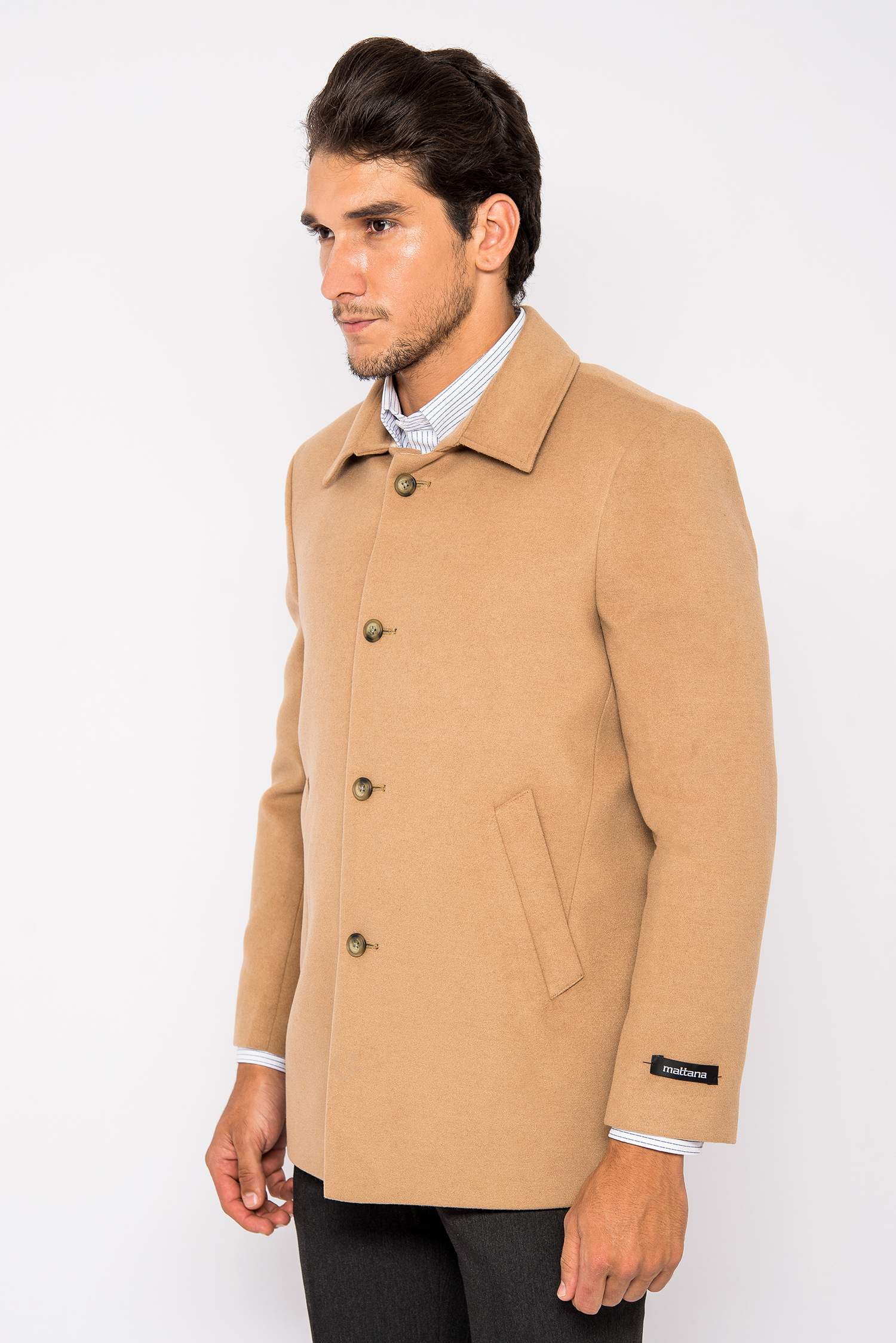 Áo Coat Nam Màu Khaki Đậm Cổ Bẻ- HẾT HÀNG