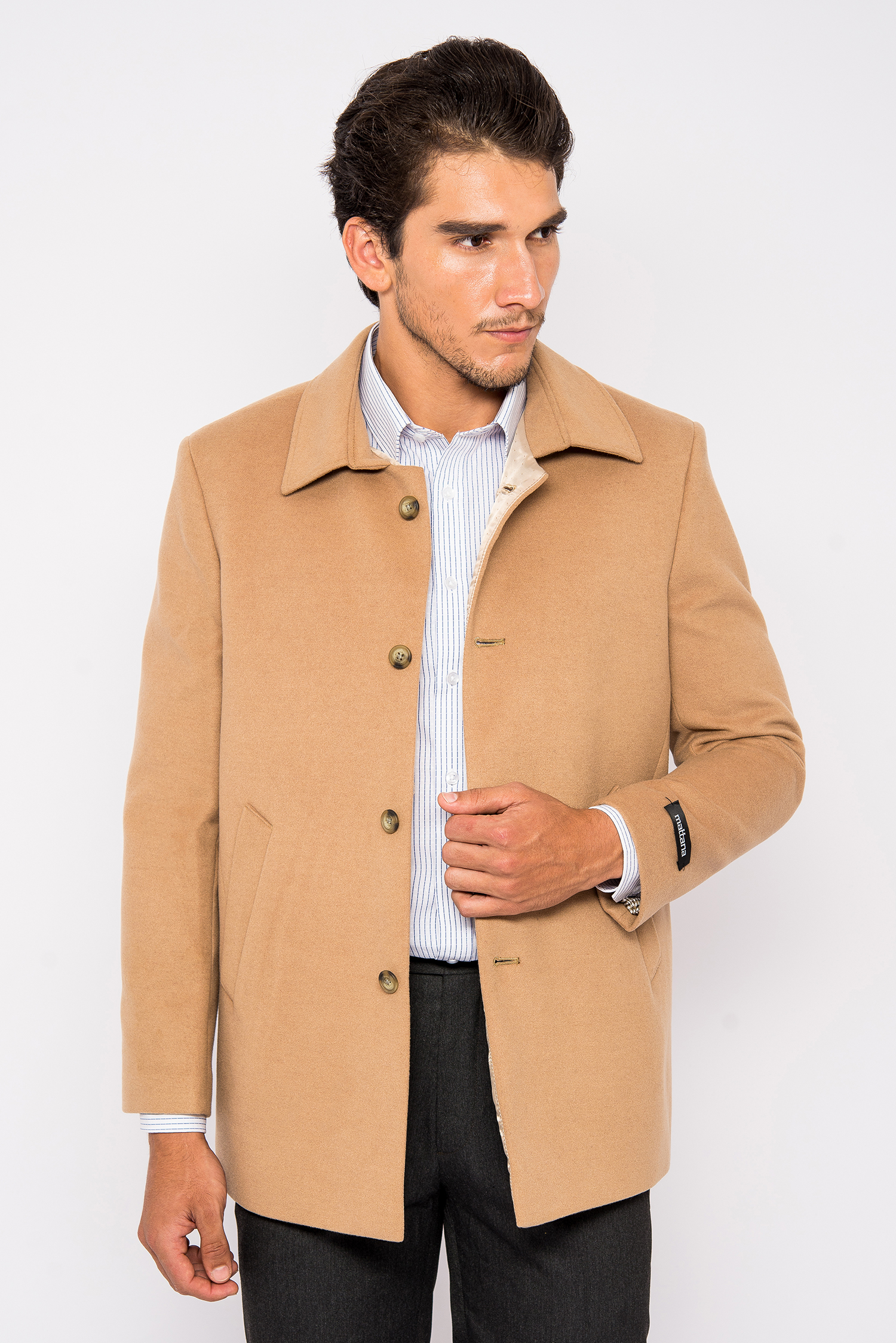 Áo Coat Nam Màu Khaki Đậm Cổ Bẻ- HẾT HÀNG