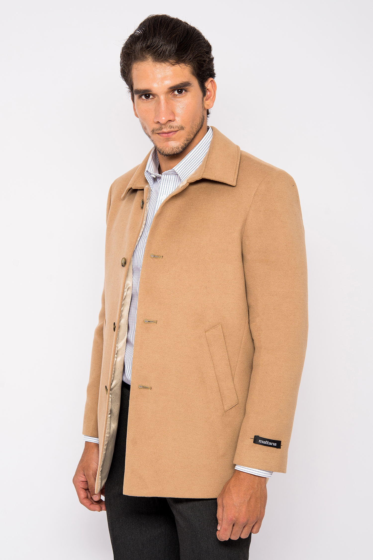 Áo Coat Nam Màu Khaki Đậm Cổ Bẻ- HẾT HÀNG
