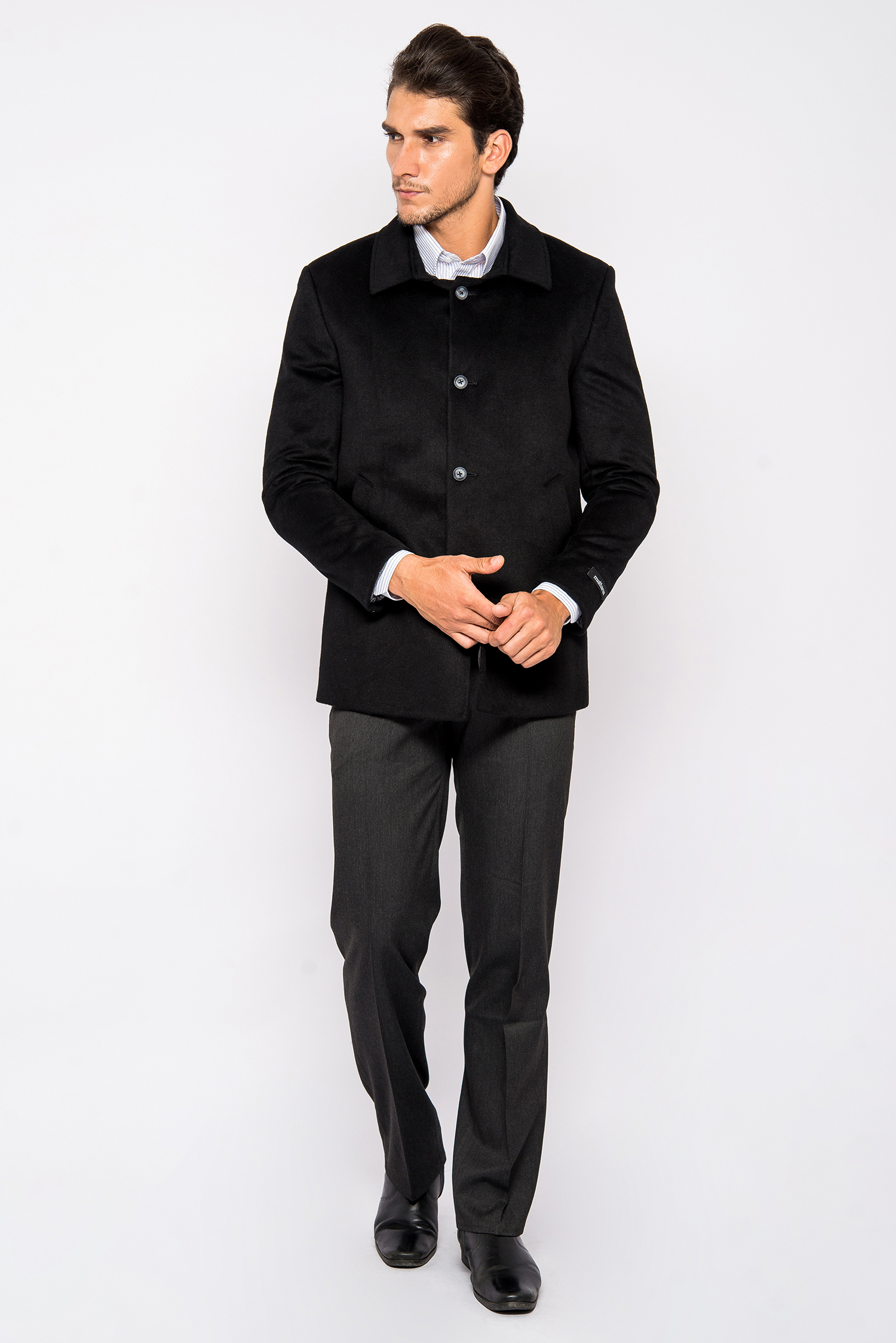 Áo Coat Nam Màu Đen Cổ Bẻ-HẾT HÀNG