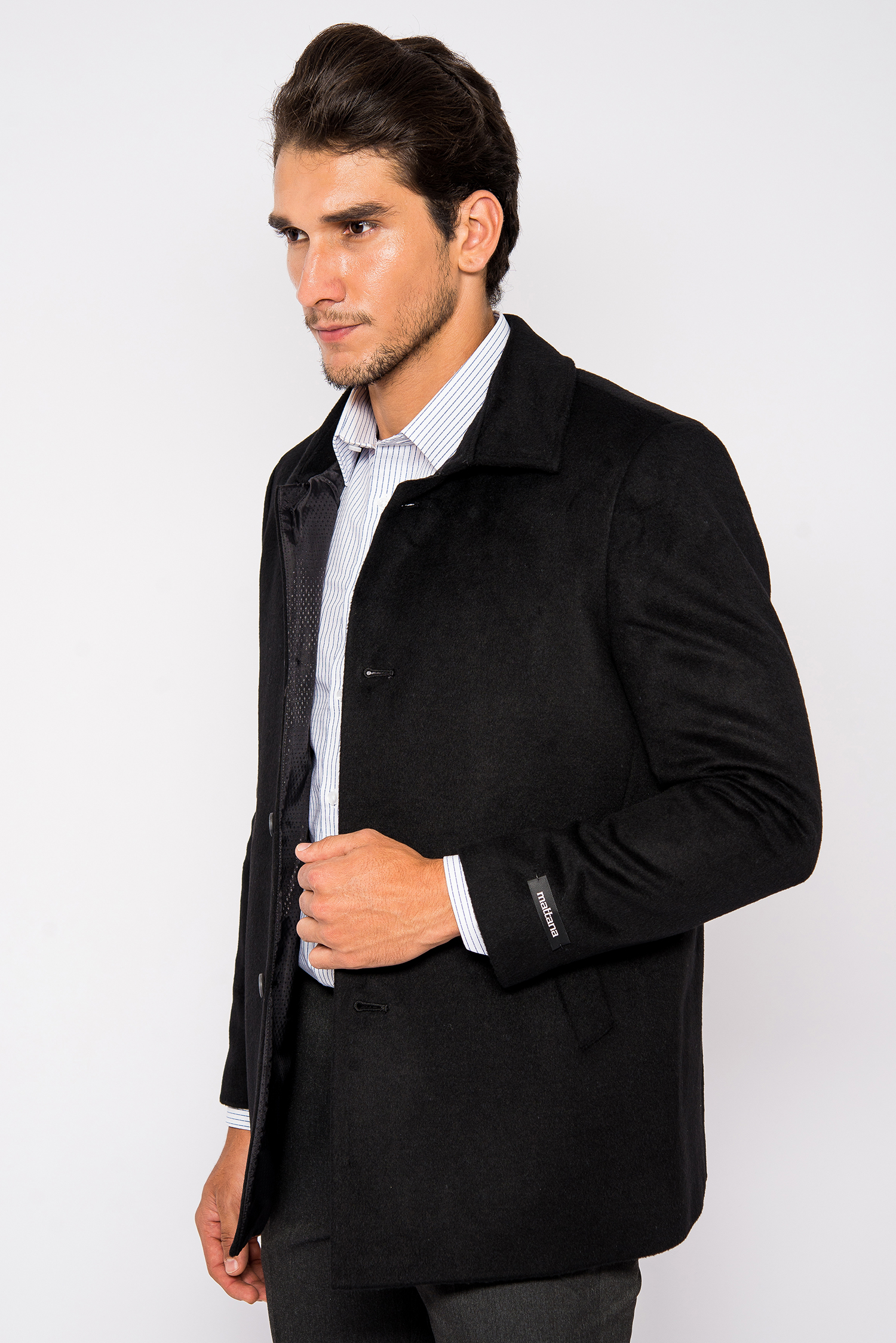 Áo Coat Nam Màu Đen Cổ Bẻ-HẾT HÀNG