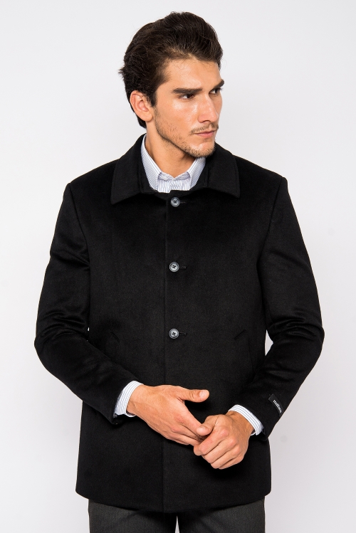 Áo Coat Nam Màu Đen Cổ Bẻ-HẾT HÀNG