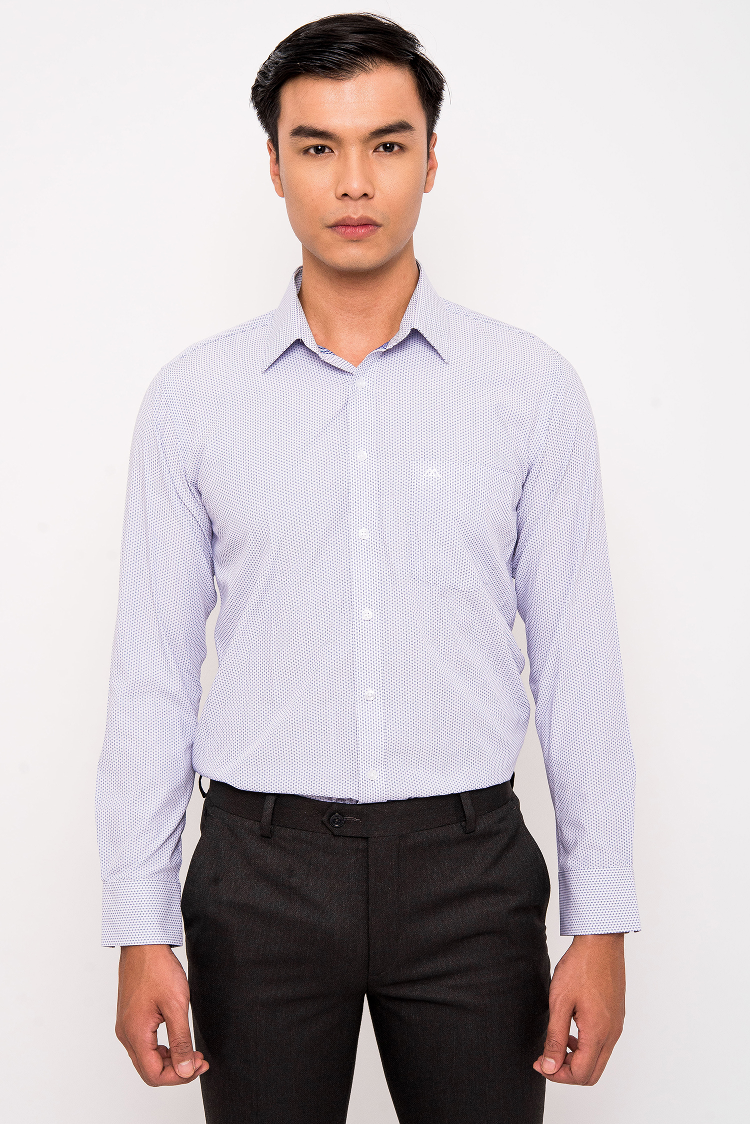 Sơ mi Slimfit Dài tay - Trắng Chấm Bi - HẾT HÀNG