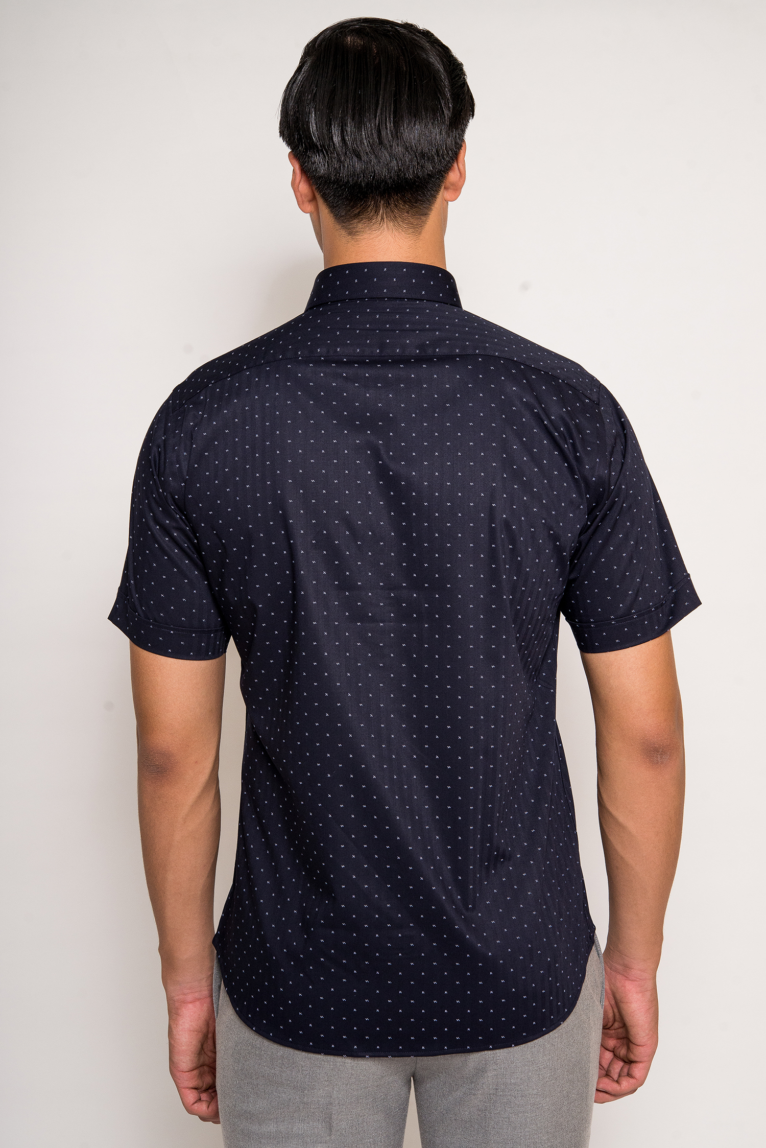 Sơ mi  Ngắn tay Casual Xanh Đen chấm bi - HẾT HÀNG