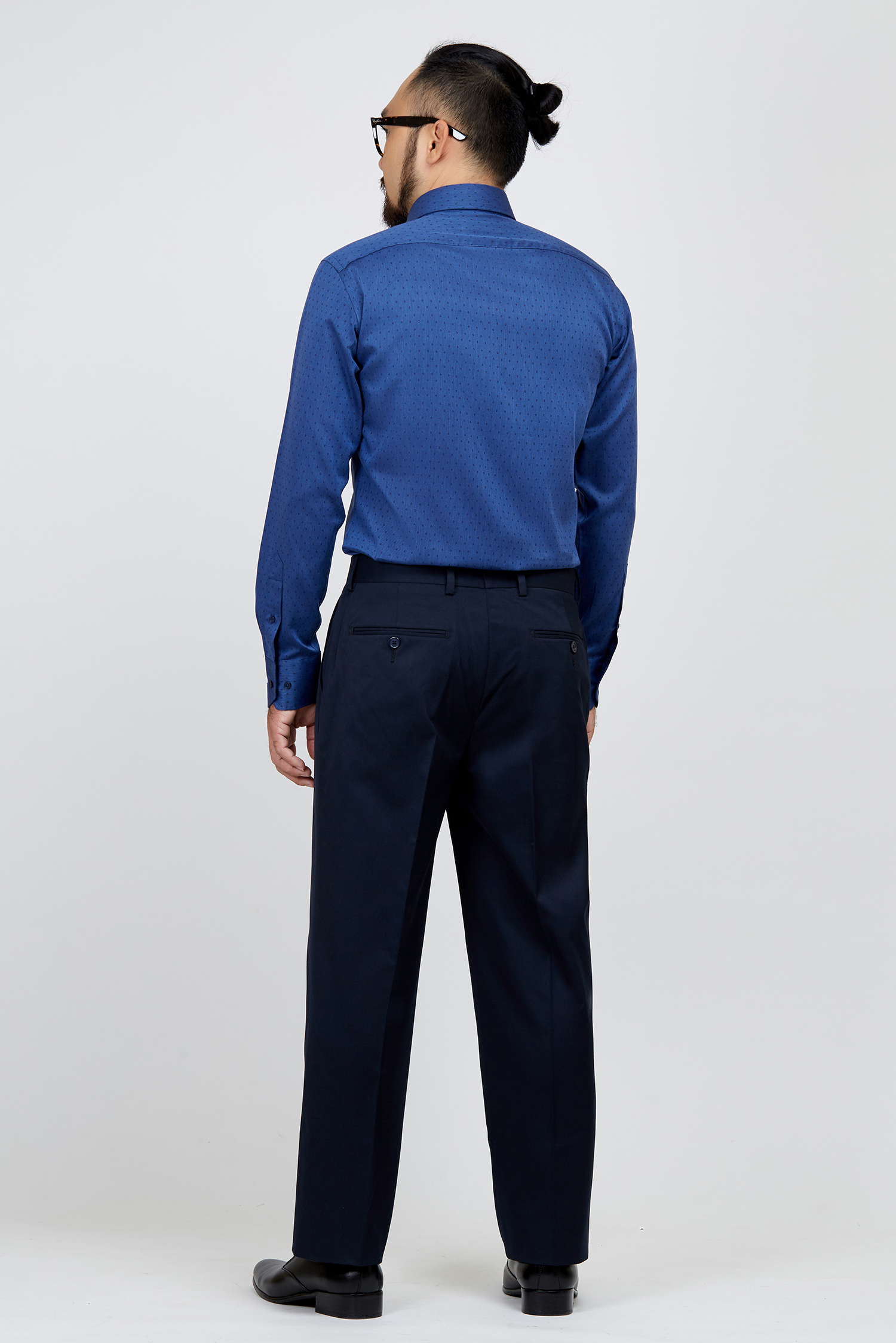 Quần Tây Nam - Classic 1 ly-Xanh đen trơn