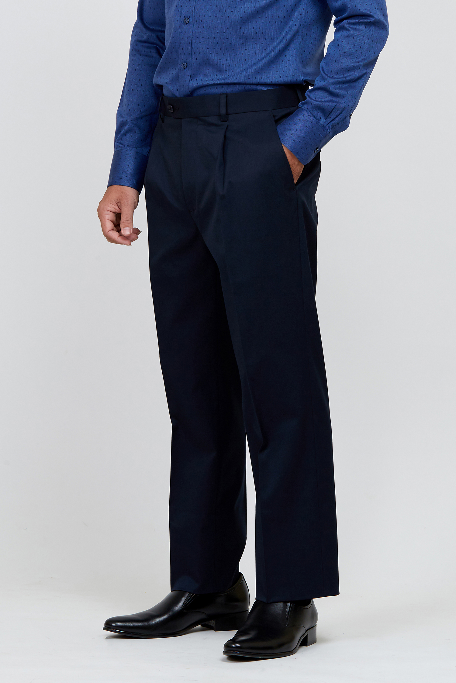 Quần Tây Nam - Classic 1 ly-Xanh đen trơn