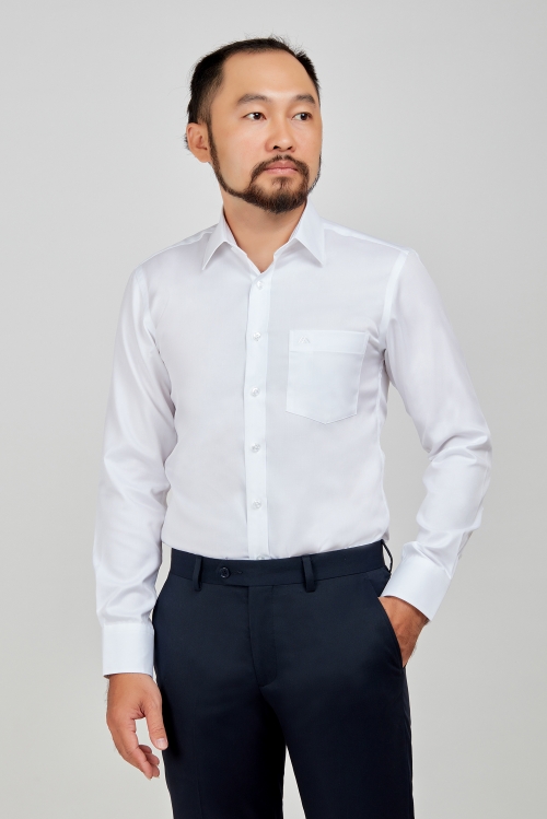 Áo sơ mi nam Slim fit trắng dài tay