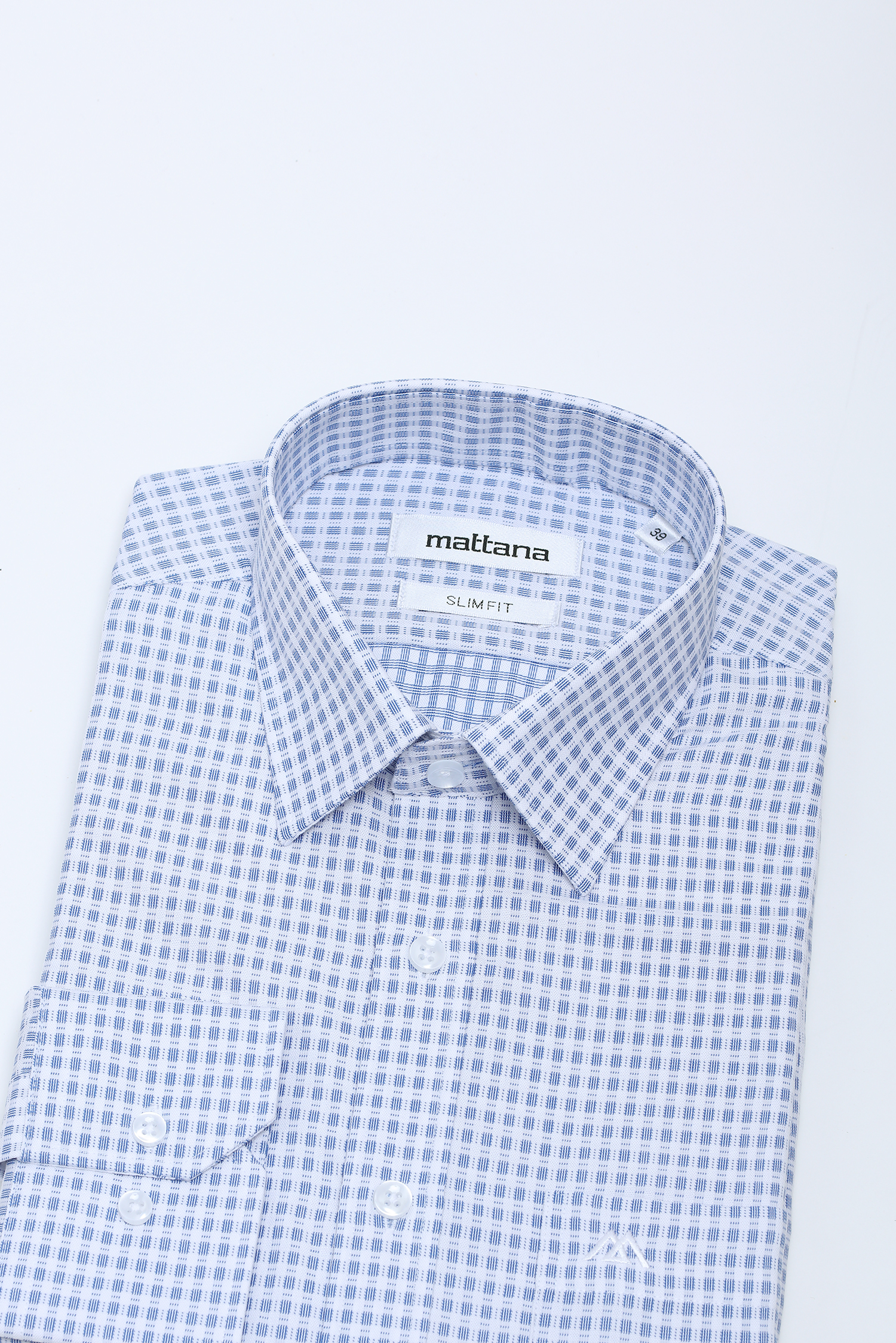 Sơ mi nam DT - Slimfit ca rô xanh họa tiết hoa văn -  HẾT HÀNG