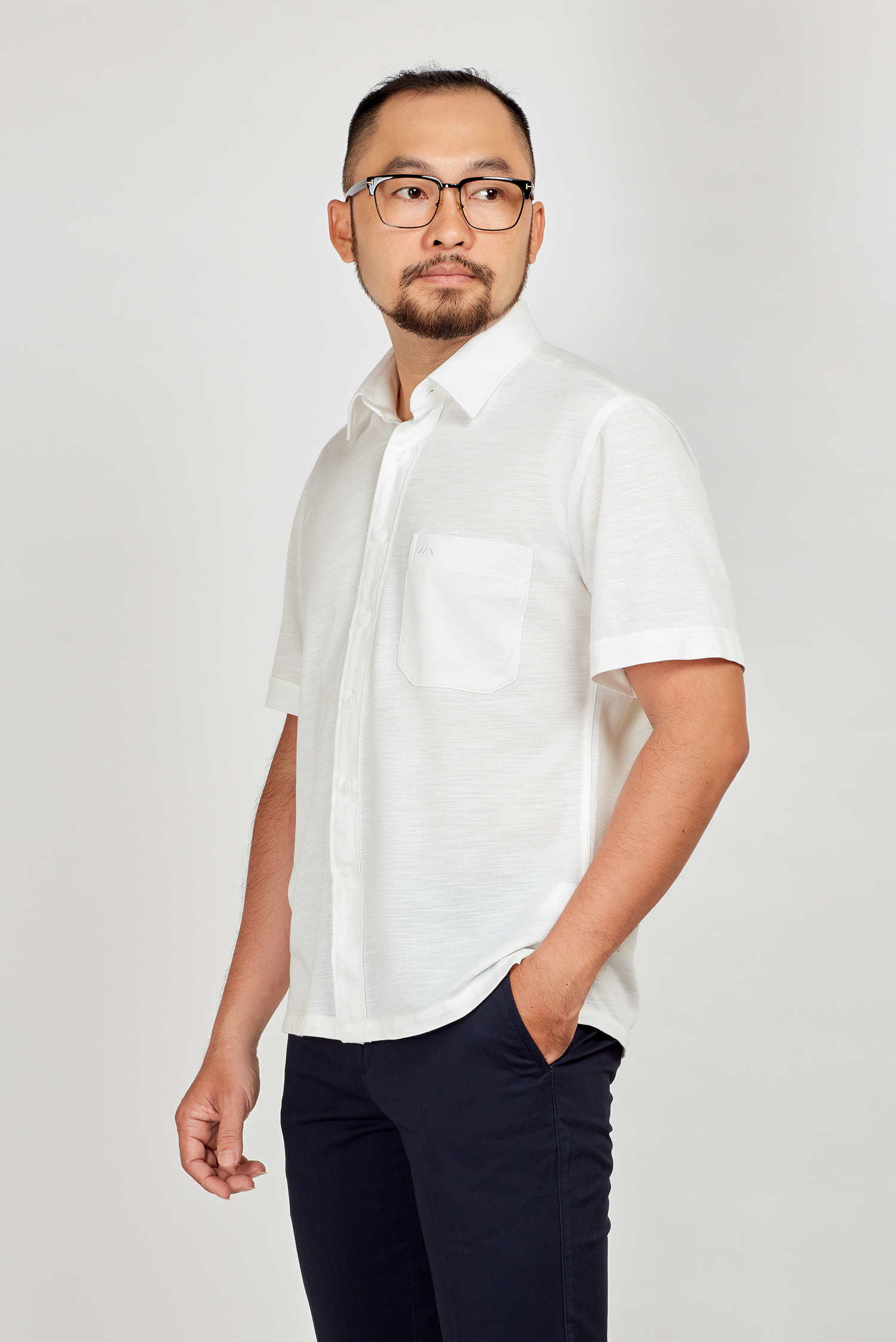 Sơ mi nam Casual ngắn tay trắng sọc - HẾT HÀNG