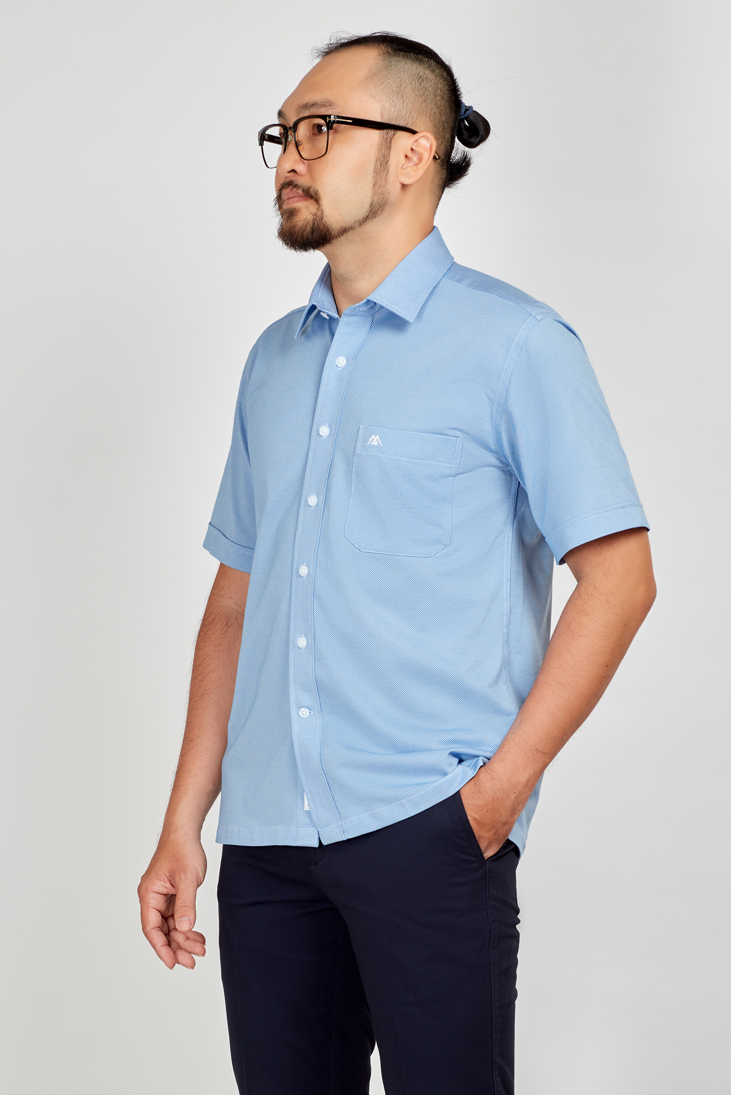 Sơ mi nam Casual ngắn tay xanh ngọc - HẾT HÀNG