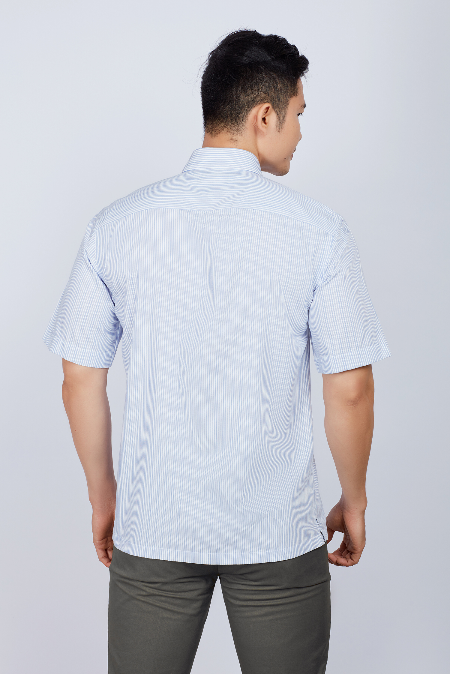 Áo sơ mi nam Casual ngắn tay xanh sọc - HẾT HÀNG