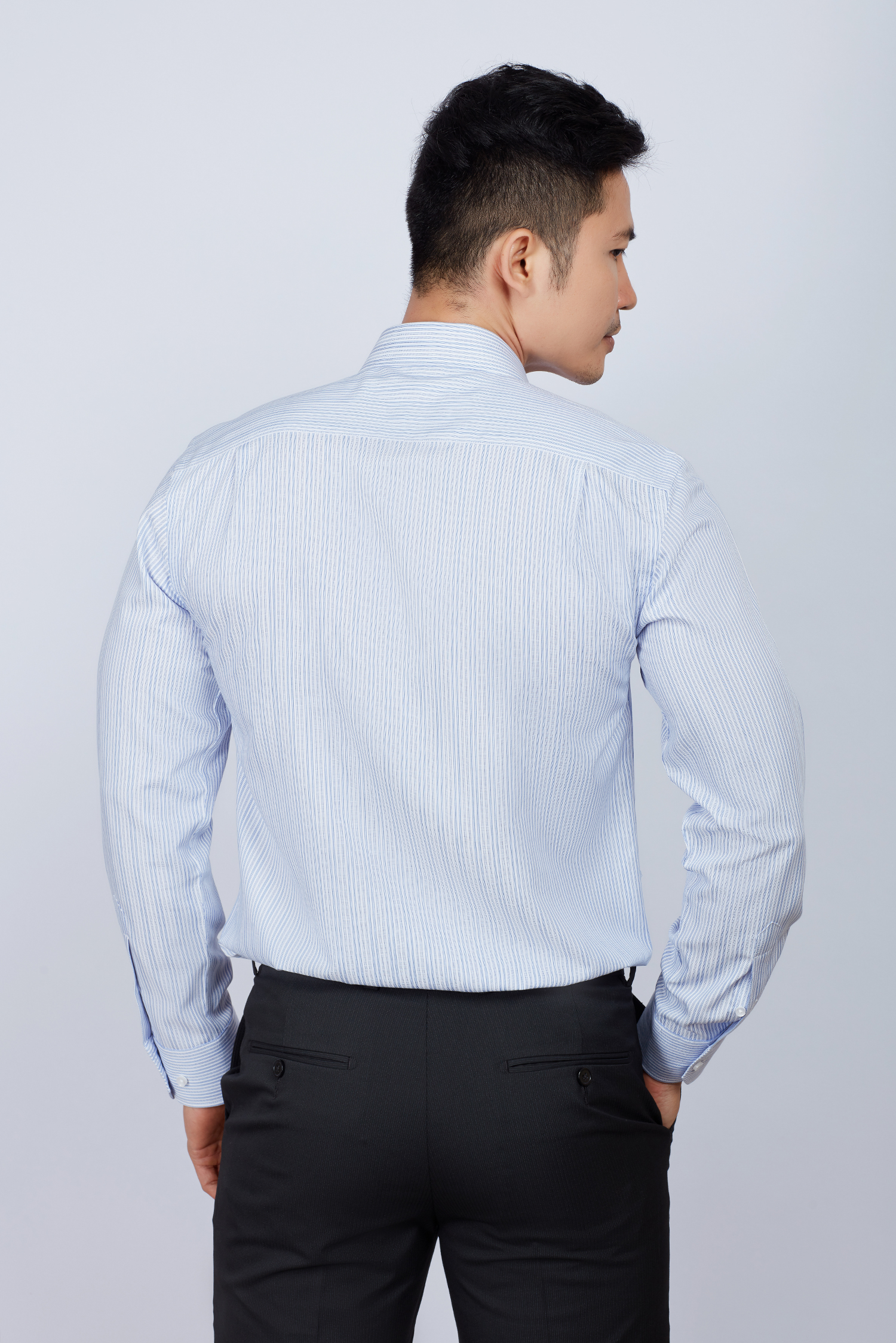 Sơ mi nam Classic dài tay sọc xanh ngọc - HẾT HÀNG