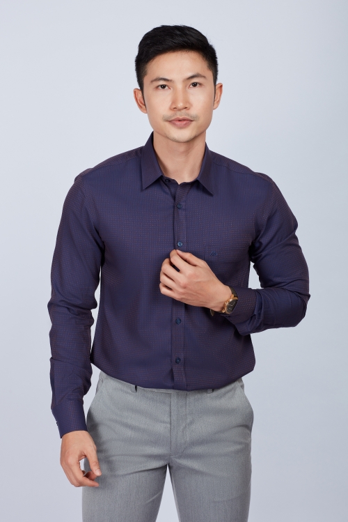 Áo sơ mi nam Slim fit dài tay tím đậm - HẾT HÀNG
