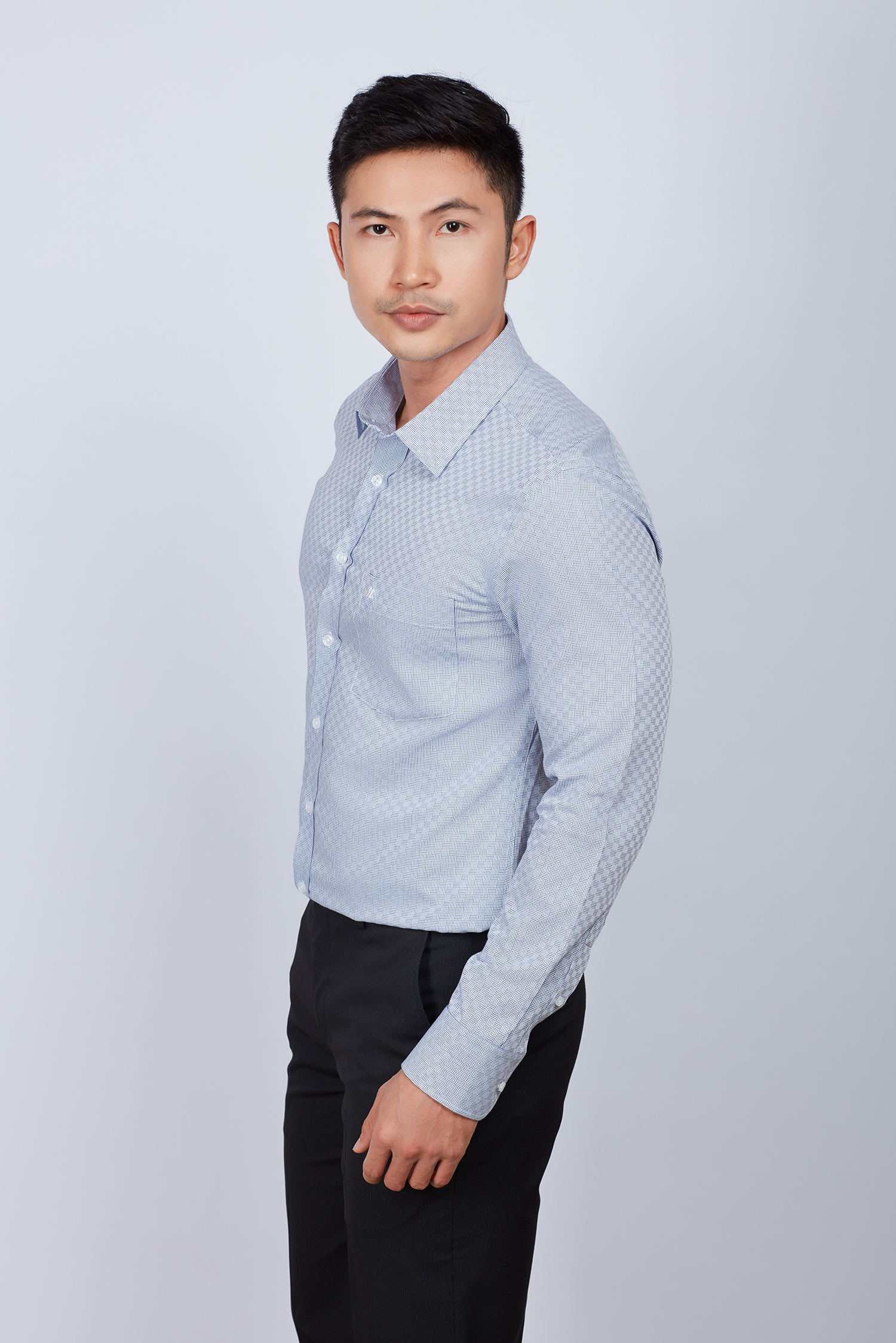 Áo sơ mi nam dài tay Slim fit caro xám - HẾT HÀNG