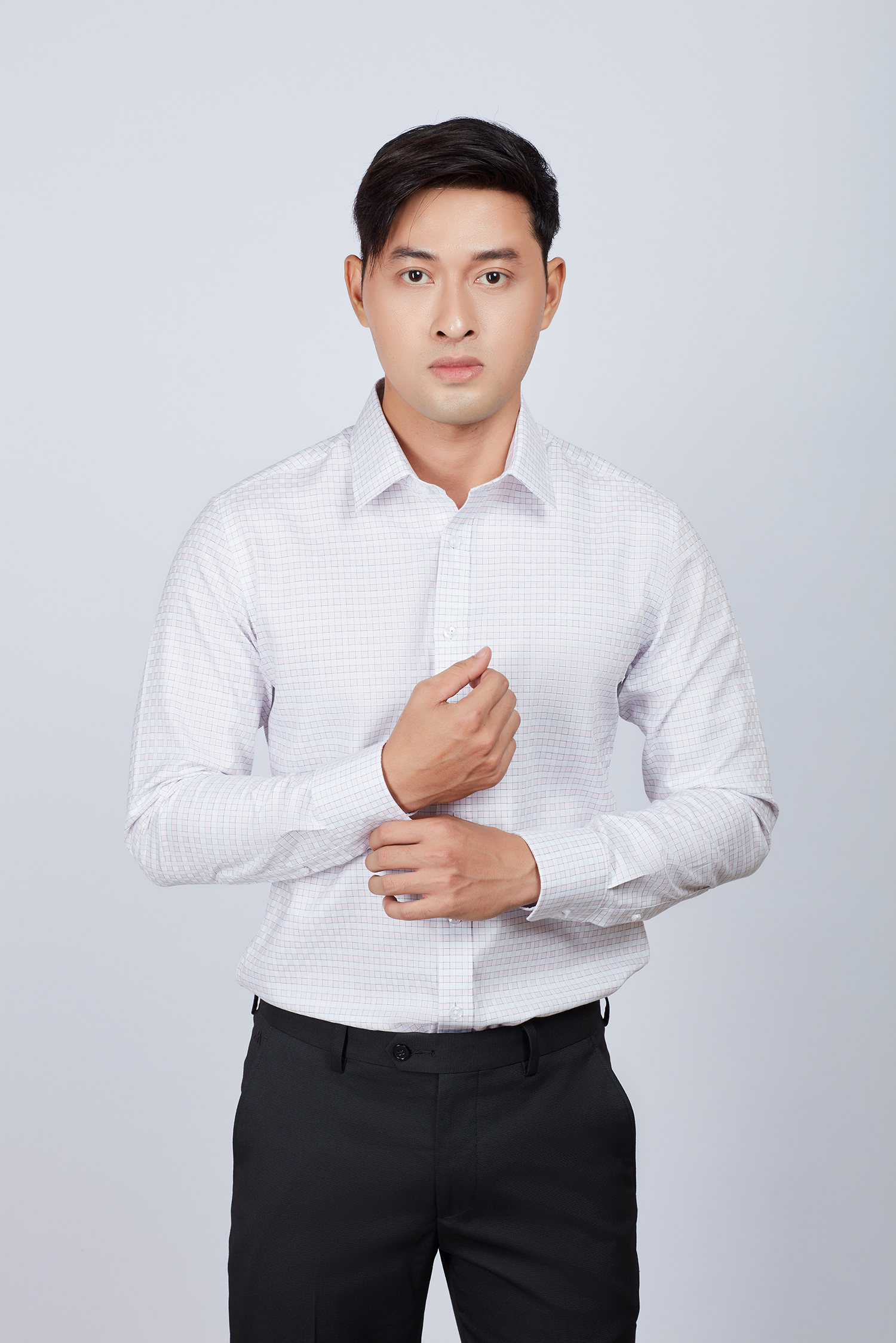 Áo sơ mi nam Slim fit dài tay ca rô không túi - HẾT HÀNG