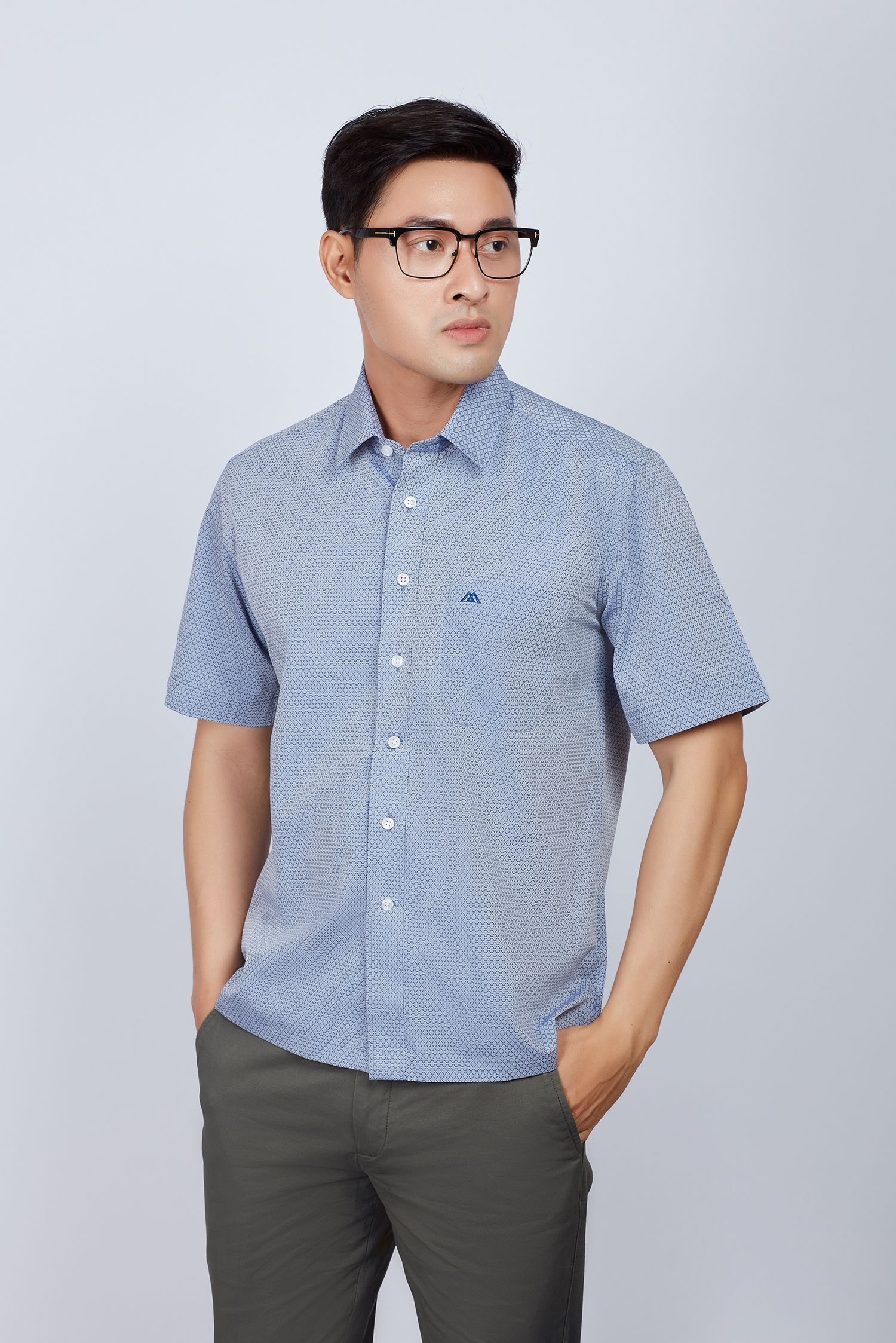 Áo sơ mi nam Casual ngắn tay xám caro - HẾT HÀNG