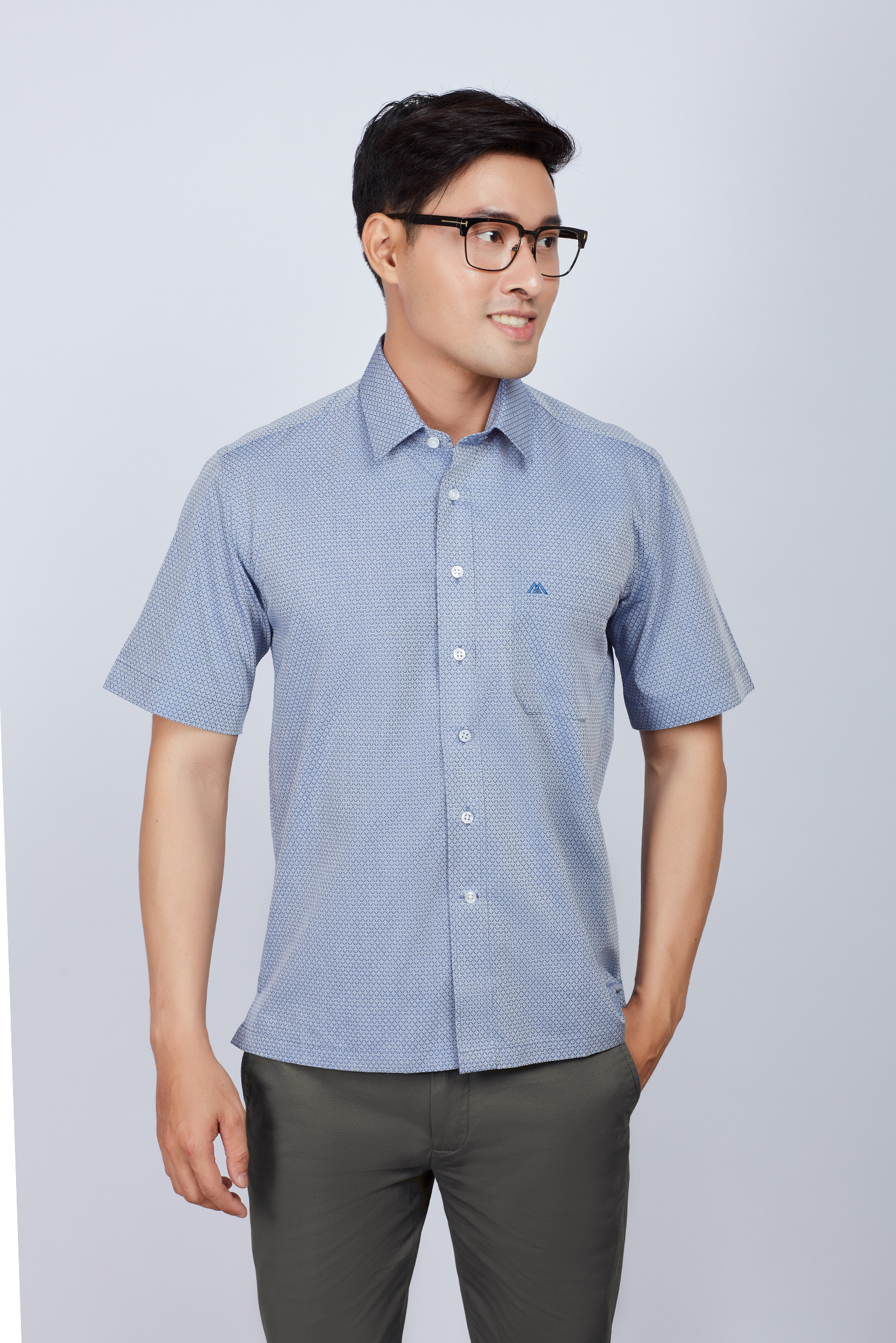 Áo sơ mi nam Casual ngắn tay xám caro - HẾT HÀNG