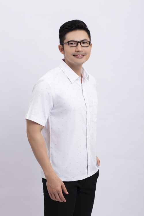 Sơ mi nam ngắn tay Casual trắng hoa văn - HẾT HÀNG