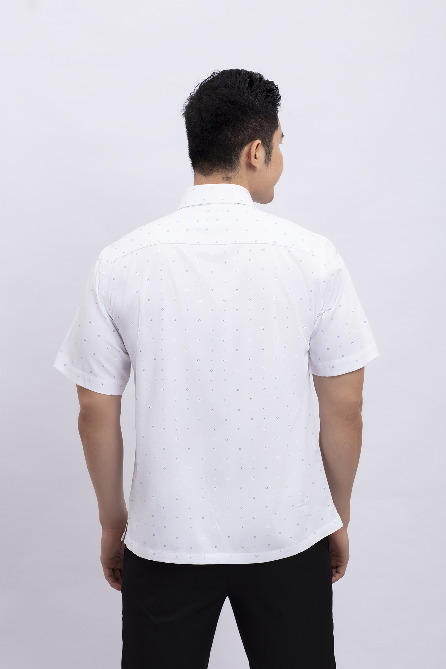 Sơ mi nam ngắn tay Casual trắng hoa văn - HẾT HÀNG