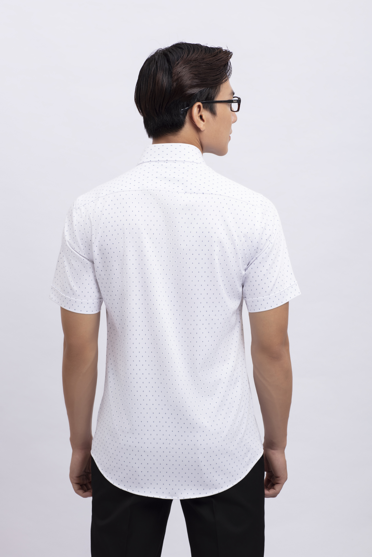 Áo sơ mi nam ngắn tay Slimfit trắng in họa tiết - HÊT HÀNG