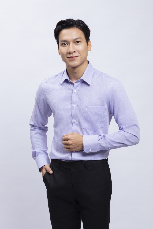 Áo sơ mi nam dài tay slimfit màu tím nhạt - HẾT HÀNG