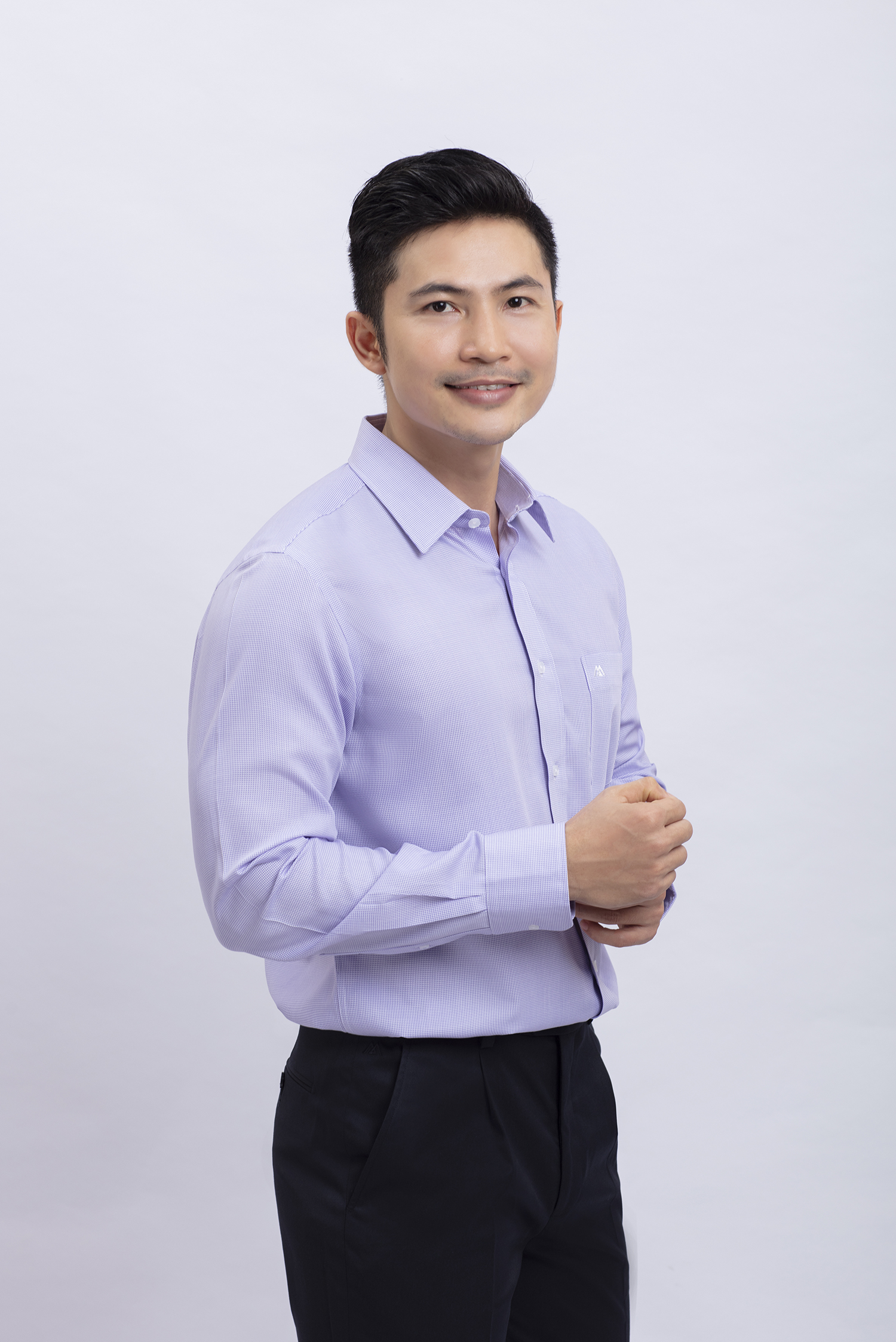 Áo sơ mi nam dài tay Classic màu tím caro nhỏ - HẾT HÀNG