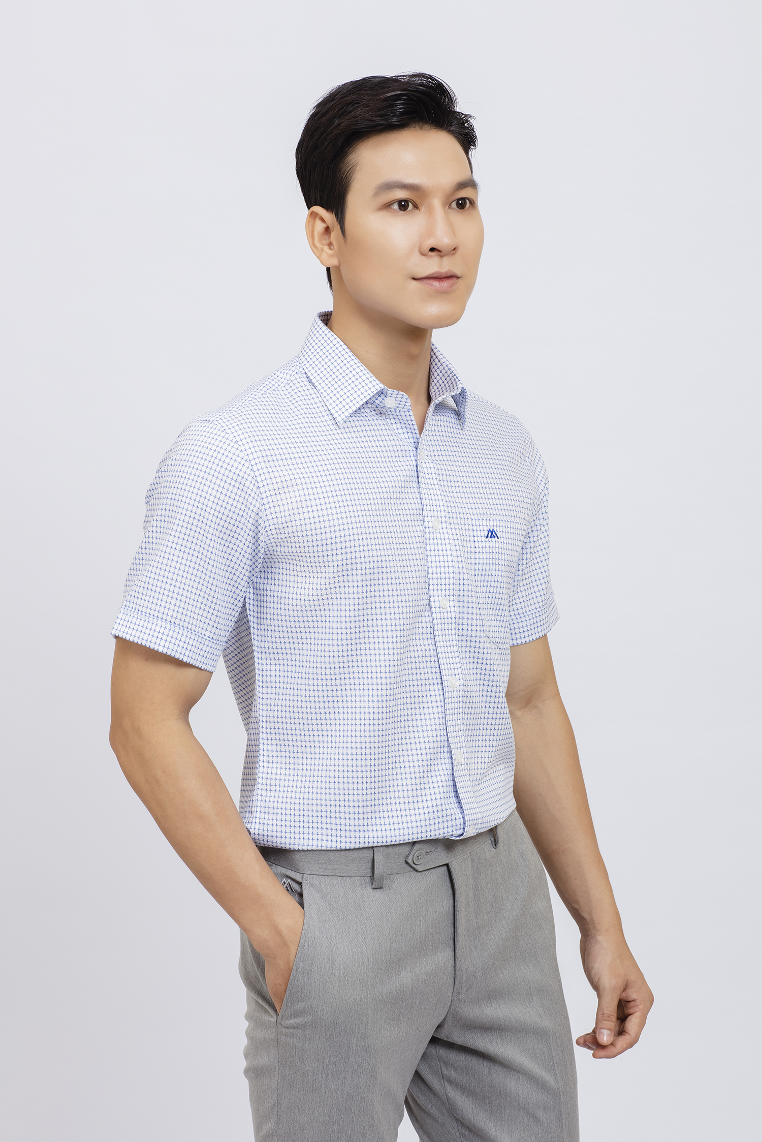 Sơ mi nam Ngắn tay Slim fit sọc ngang - HẾT HÀNG