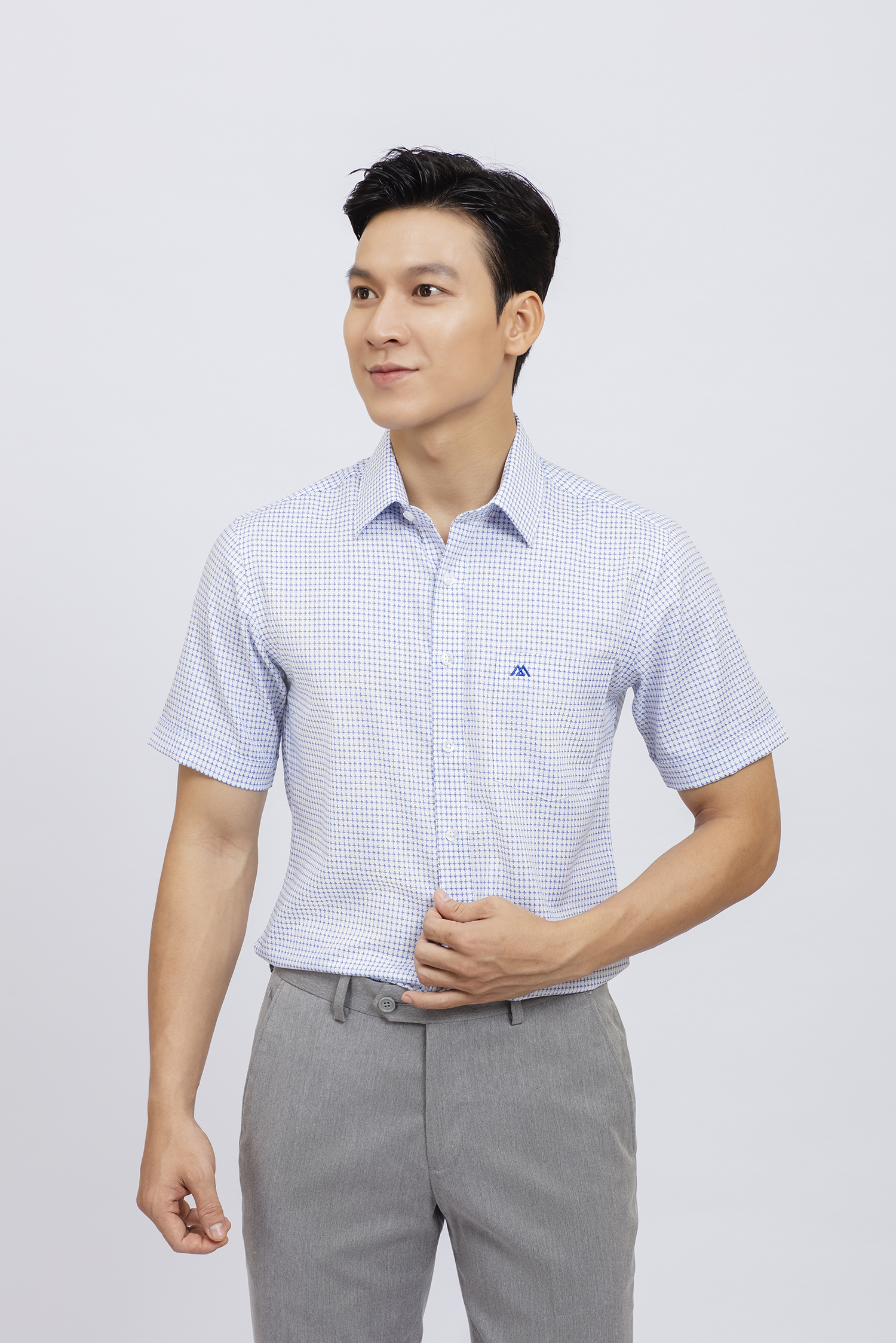 Sơ mi nam Ngắn tay Slim fit sọc ngang - HẾT HÀNG