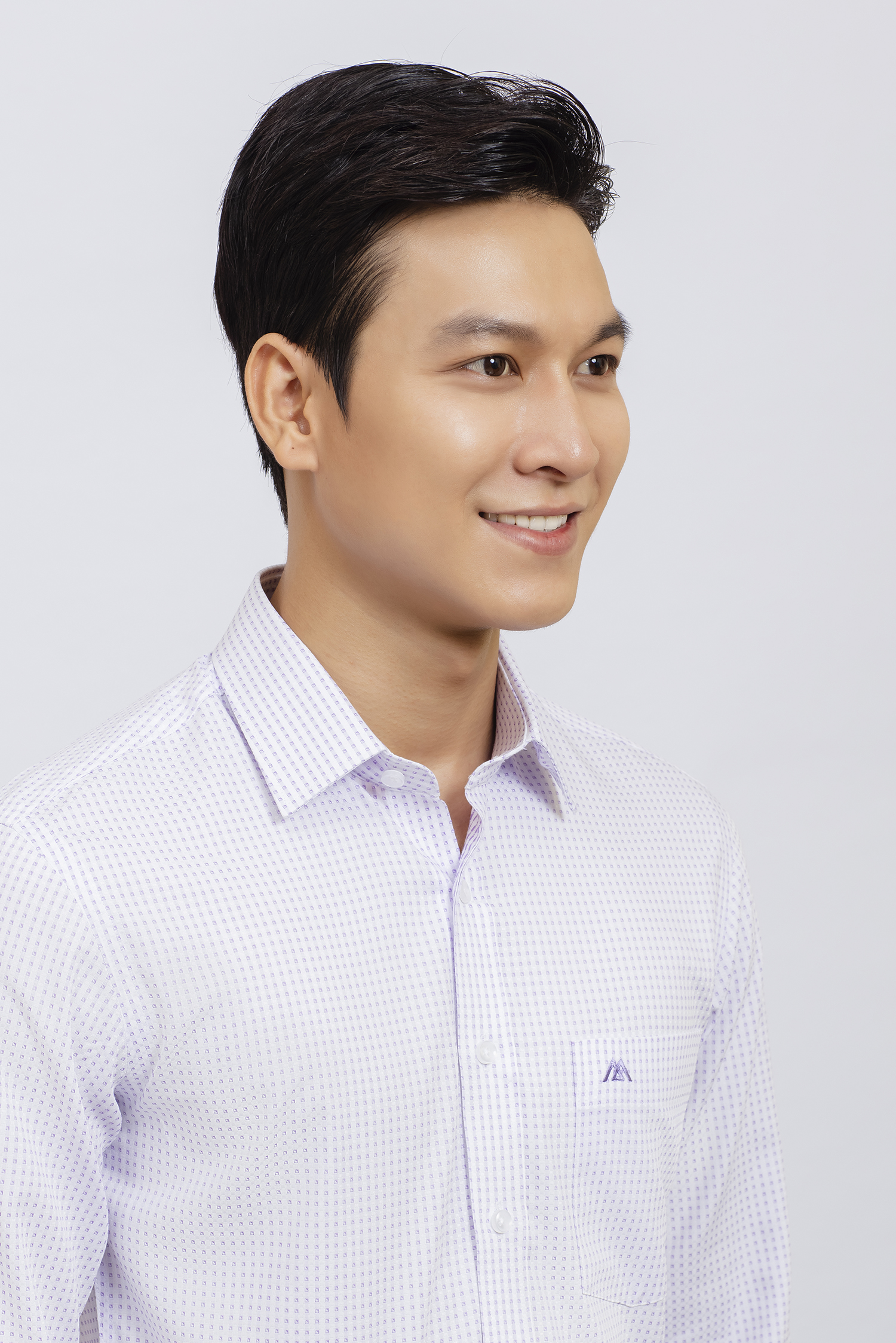 Sơ mi nam Dài tay Slim FIt họa tiết tím nhạt - HẾT HÀNG
