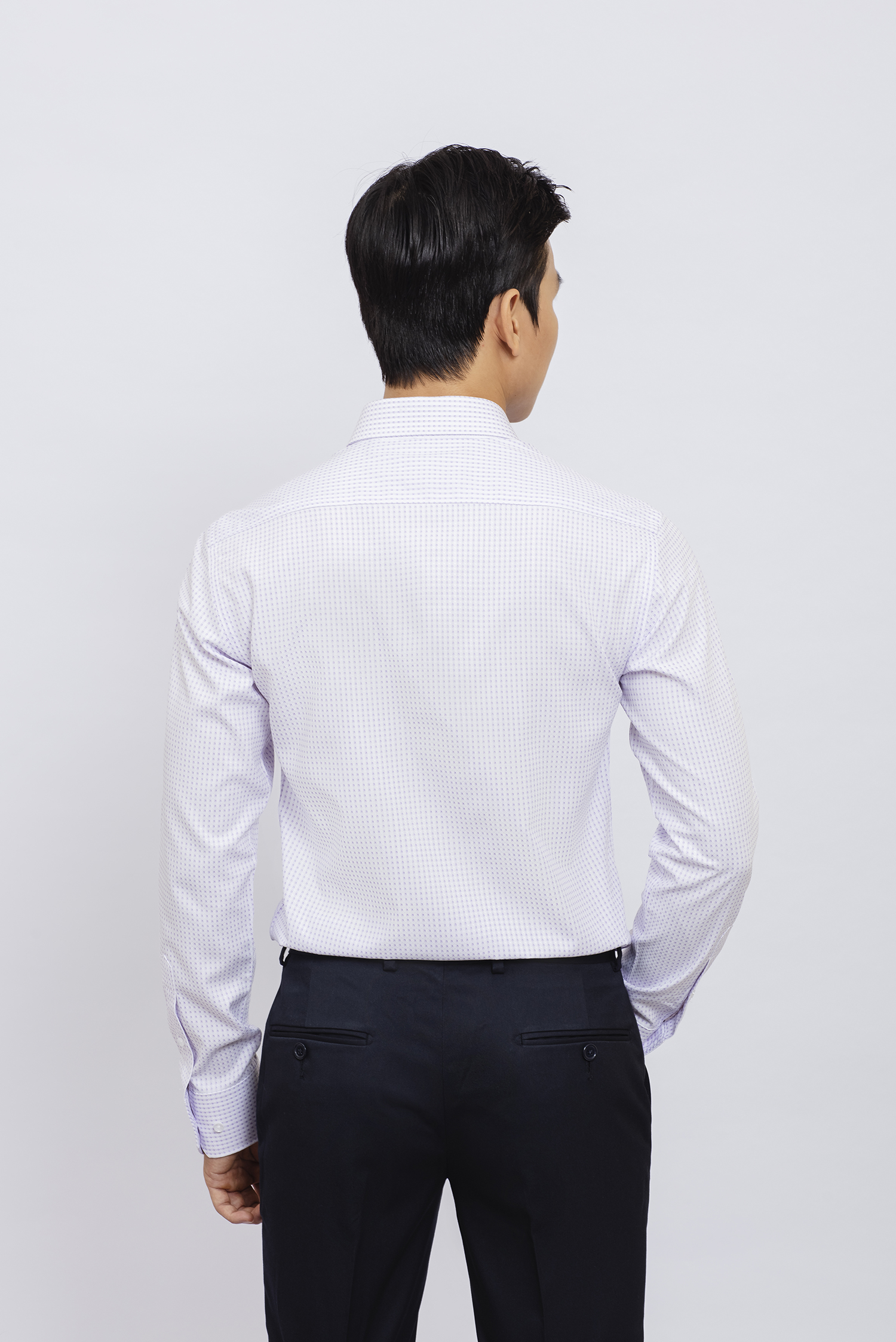 Sơ mi nam Dài tay Slim FIt họa tiết tím nhạt - HẾT HÀNG
