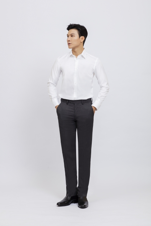 Quần tây nam Slim màu xám đậm, sọc gân nổi cùng màu