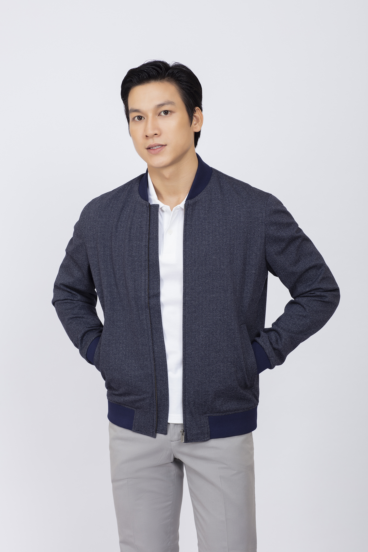 Áo khoác bomber - Xám đậm - HẾT HÀNG