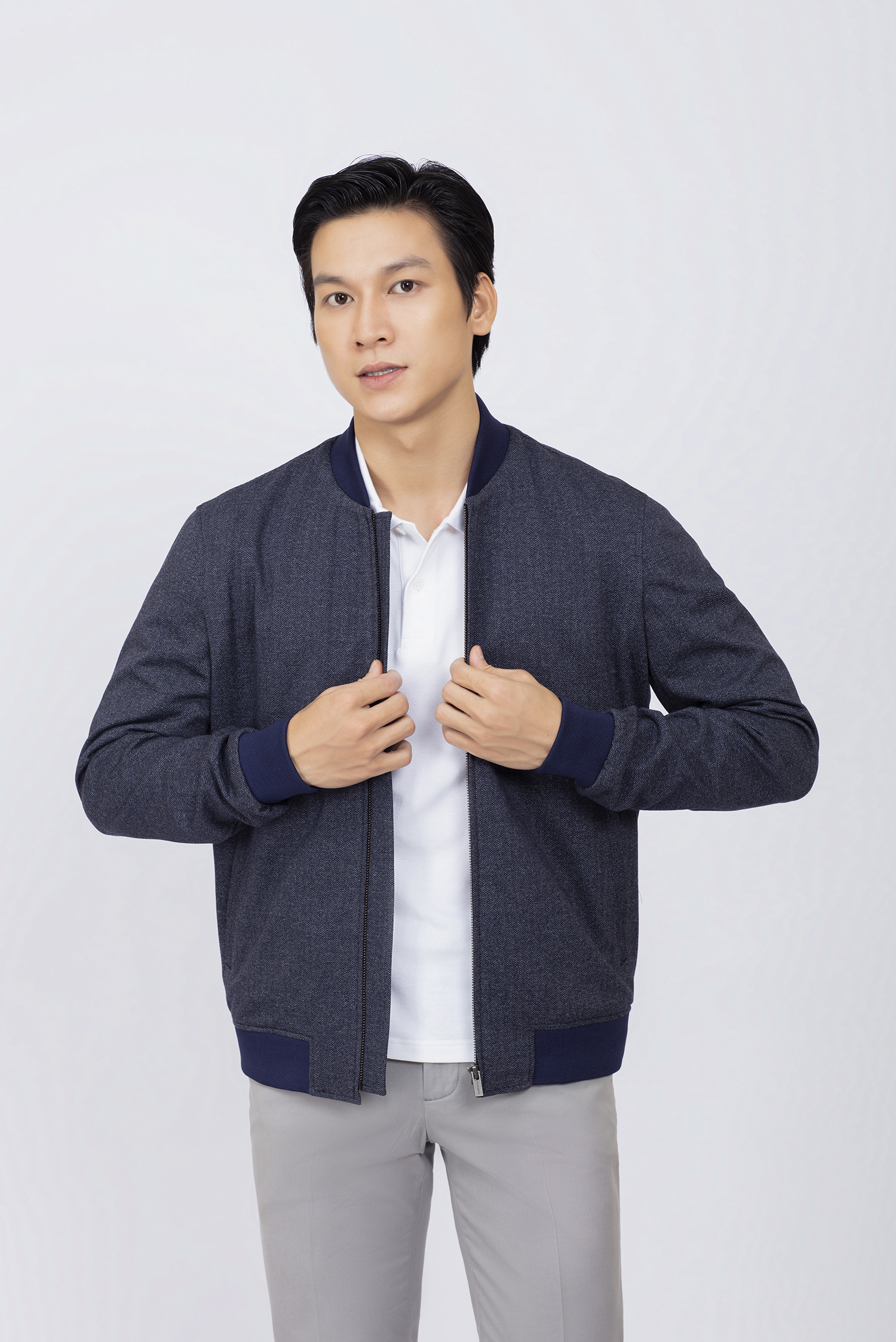 Áo khoác bomber - Xám đậm - HẾT HÀNG