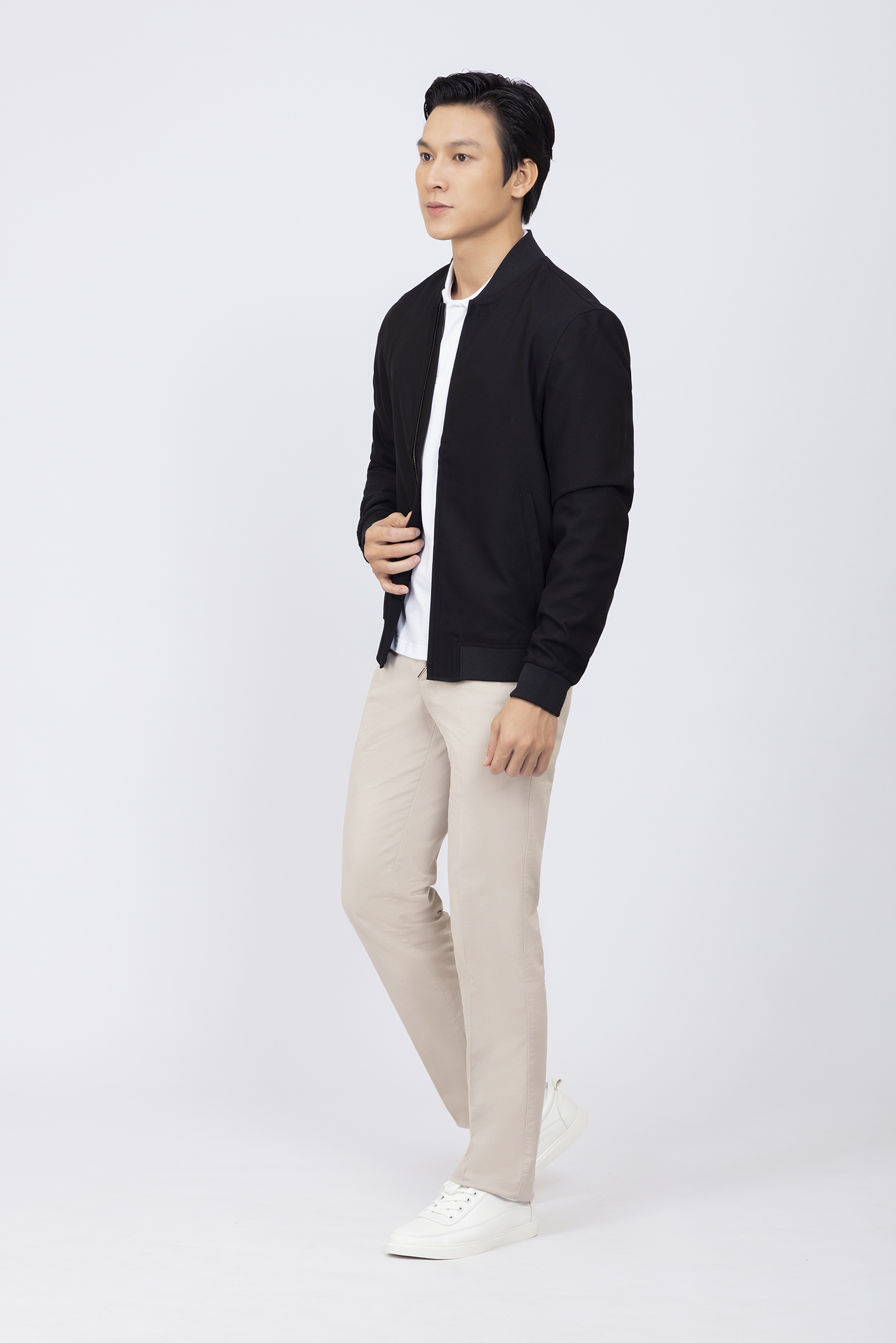 Áo khoác bomber - Xám chấm bi chìm - HẾT HÀNG