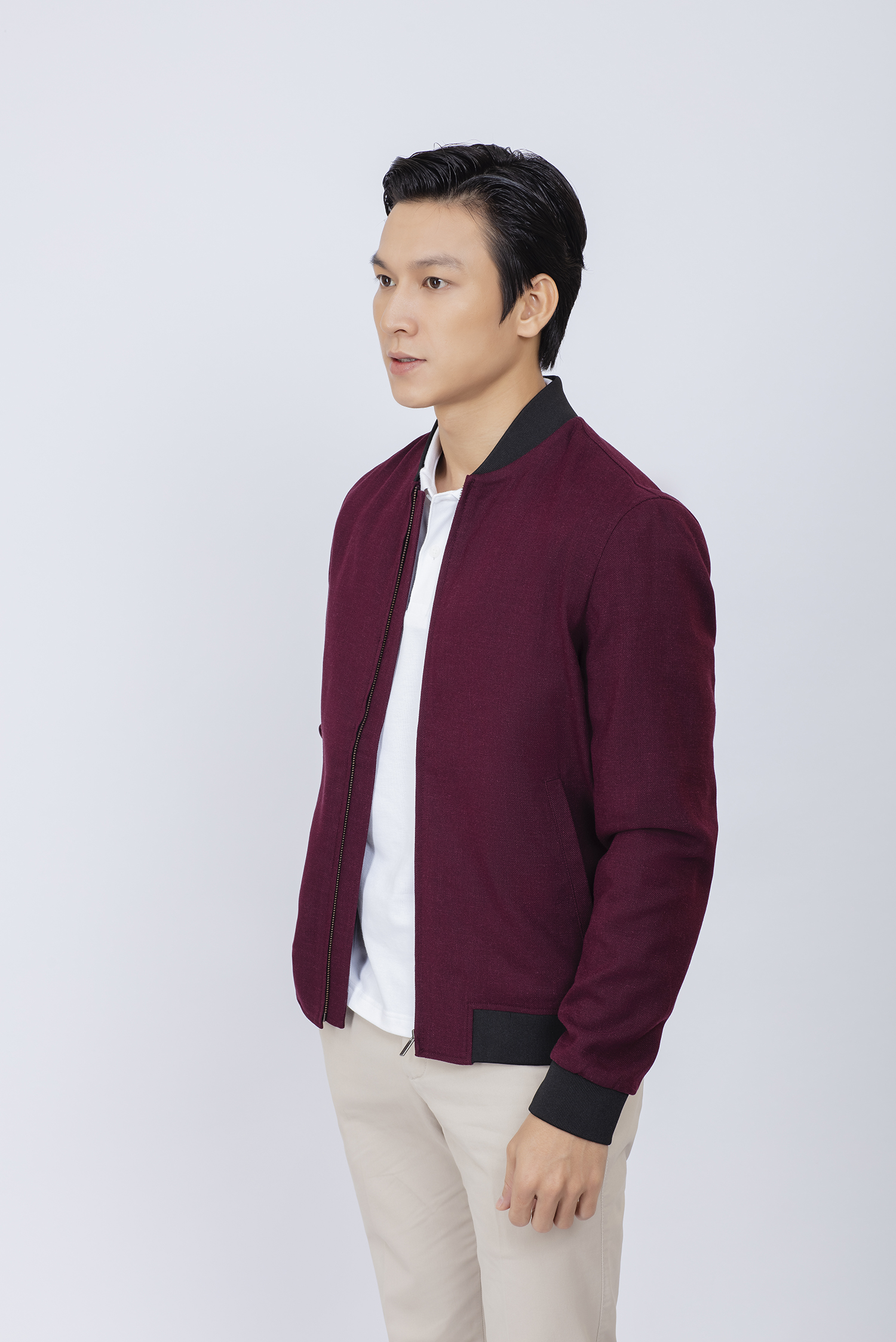 Áo khoác bomber - Màu đỏ rượu - HẾT HÀNG