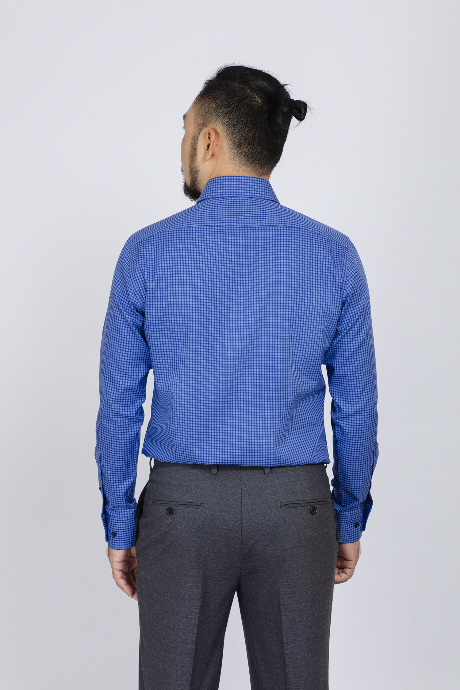 Sơ mi nam dài tay - Regular fit xanh dương caro - HẾT HÀNG