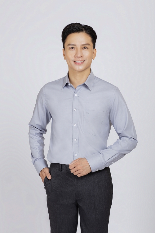 Sơ mi nam dài tay - Slimfit màu xám trơn