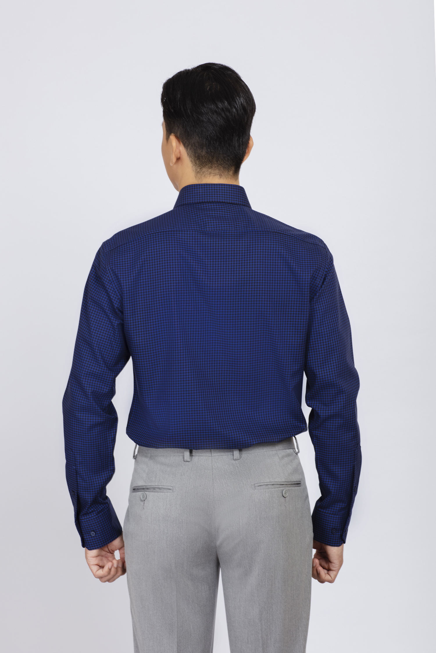 Sơ mi nam dài tay - Slimfit xanh dương caro