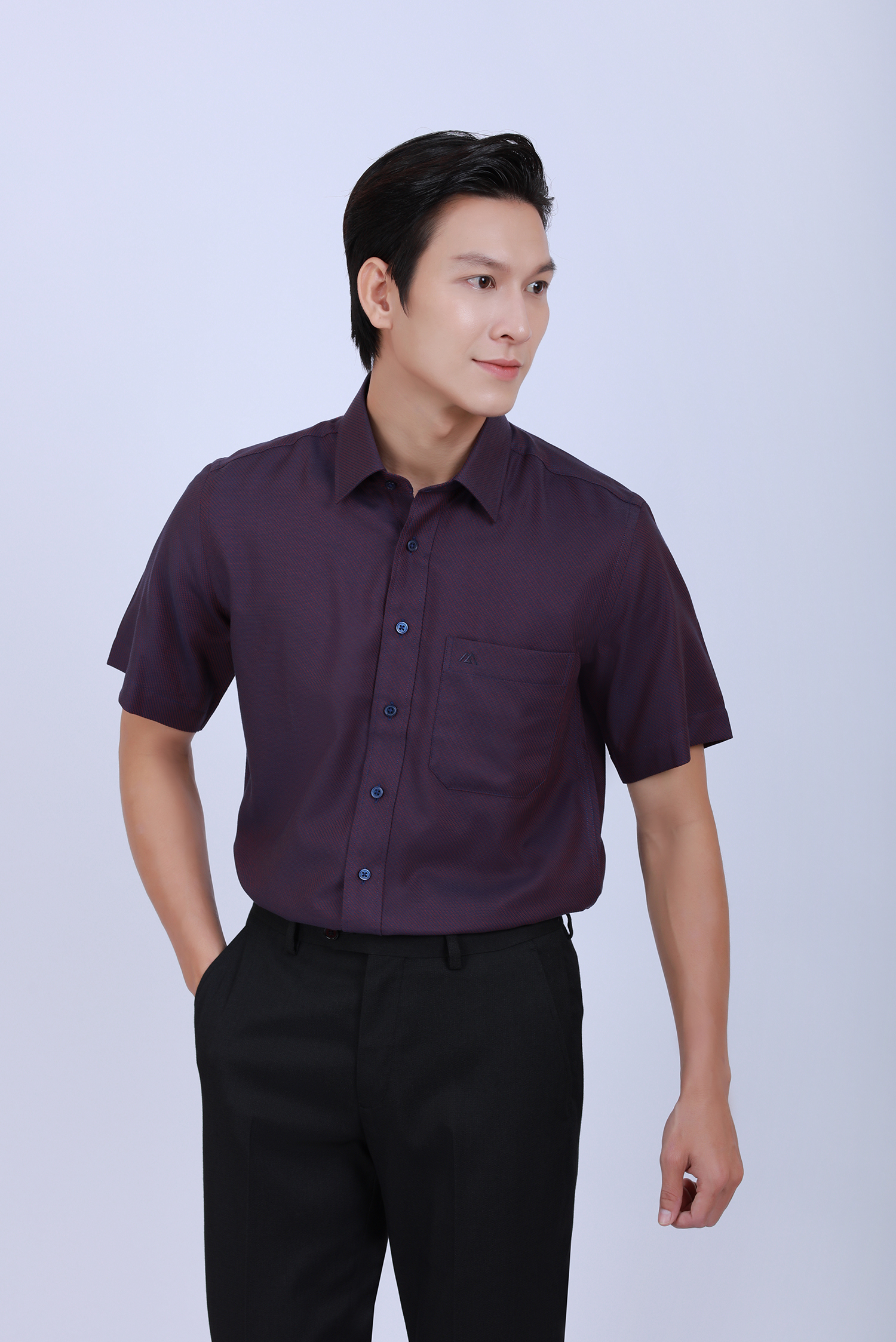  Áo Sơ mi nam  Casual ngắn tay - Vạt ngang