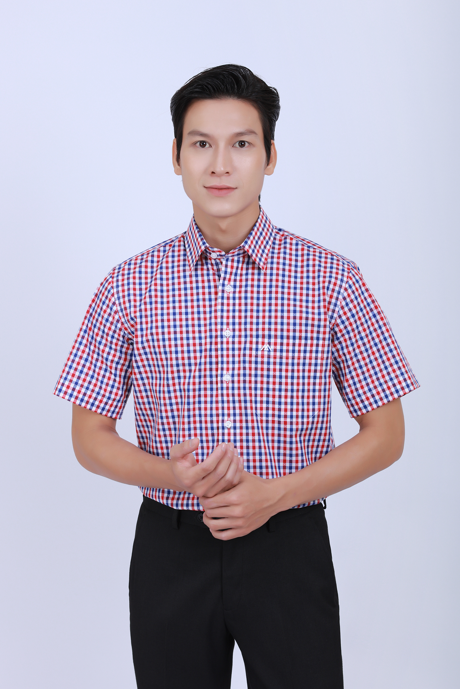 Áo Sơ mi nam ngắn tay - Casual vạt ngang caro đỏ - HẾT HÀNG