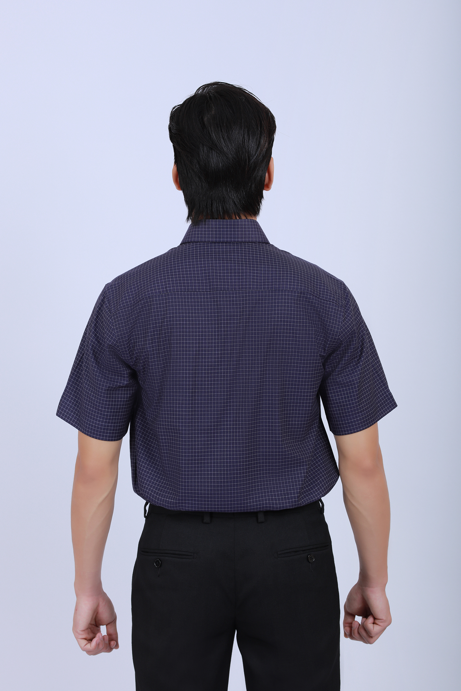 Sơ mi nam ngắn tay - Casual vạt ngang, caro nhỏ - HẾT HÀNG