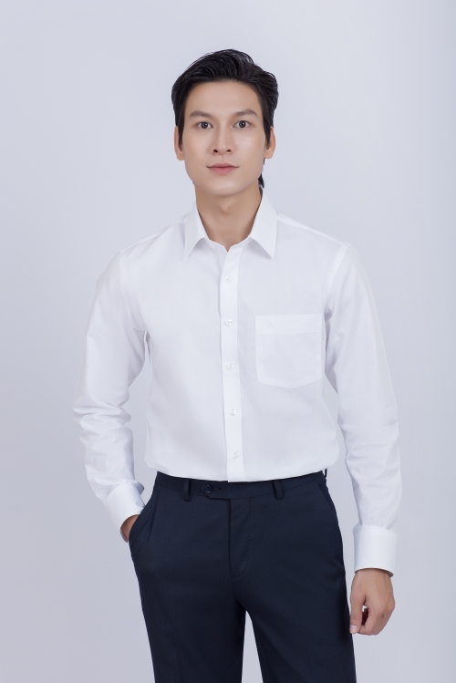  Sơ mi nam DT - Slimfit-trắng hoa văn chìm