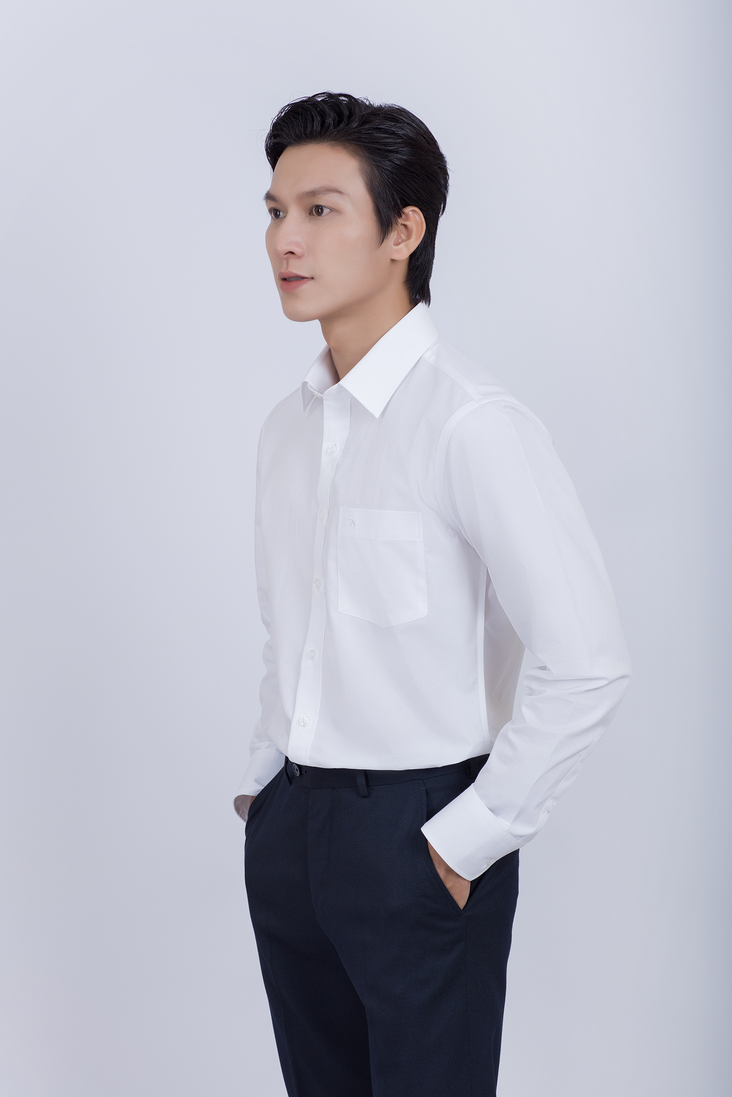  Sơ mi nam DT - Slimfit-trắng hoa văn chìm