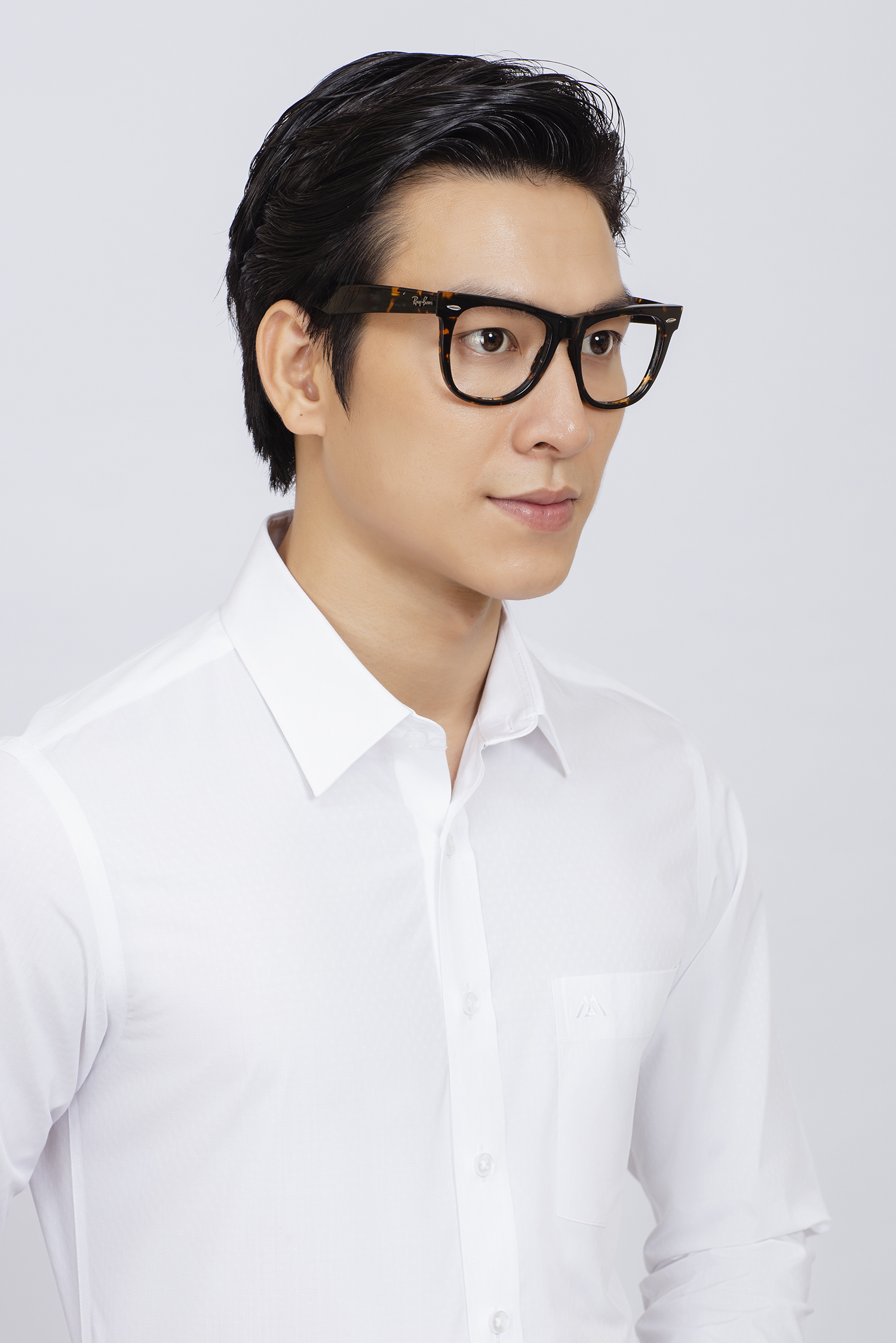  Sơ mi nam dài tay - Slimfit - Trắng hoa văn nhẹ