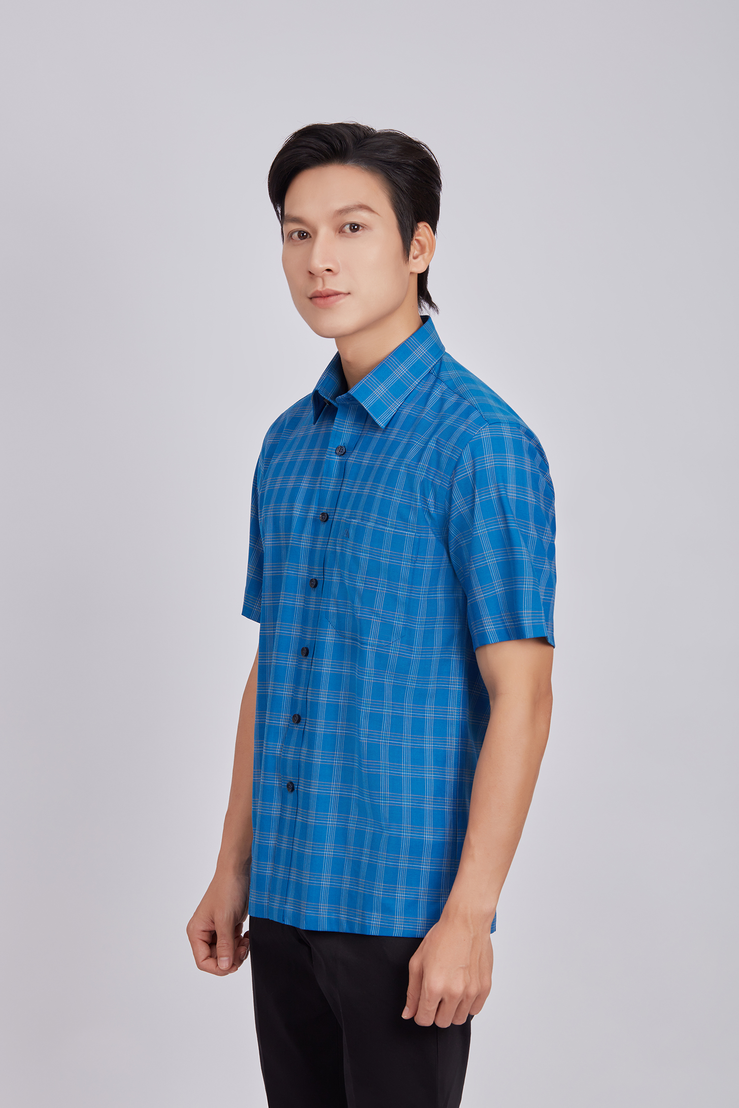 Sơ mi nam ngắn tay - Casual  vạt ngắn