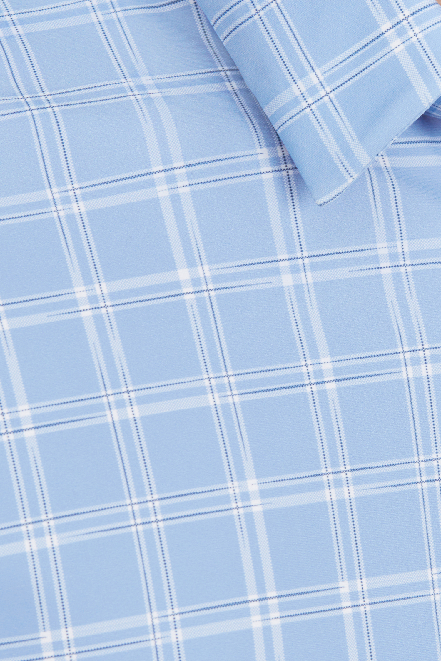  Sơ mi nam ngắn - Regular, vạt bầu ngắn, Màu xanh caro