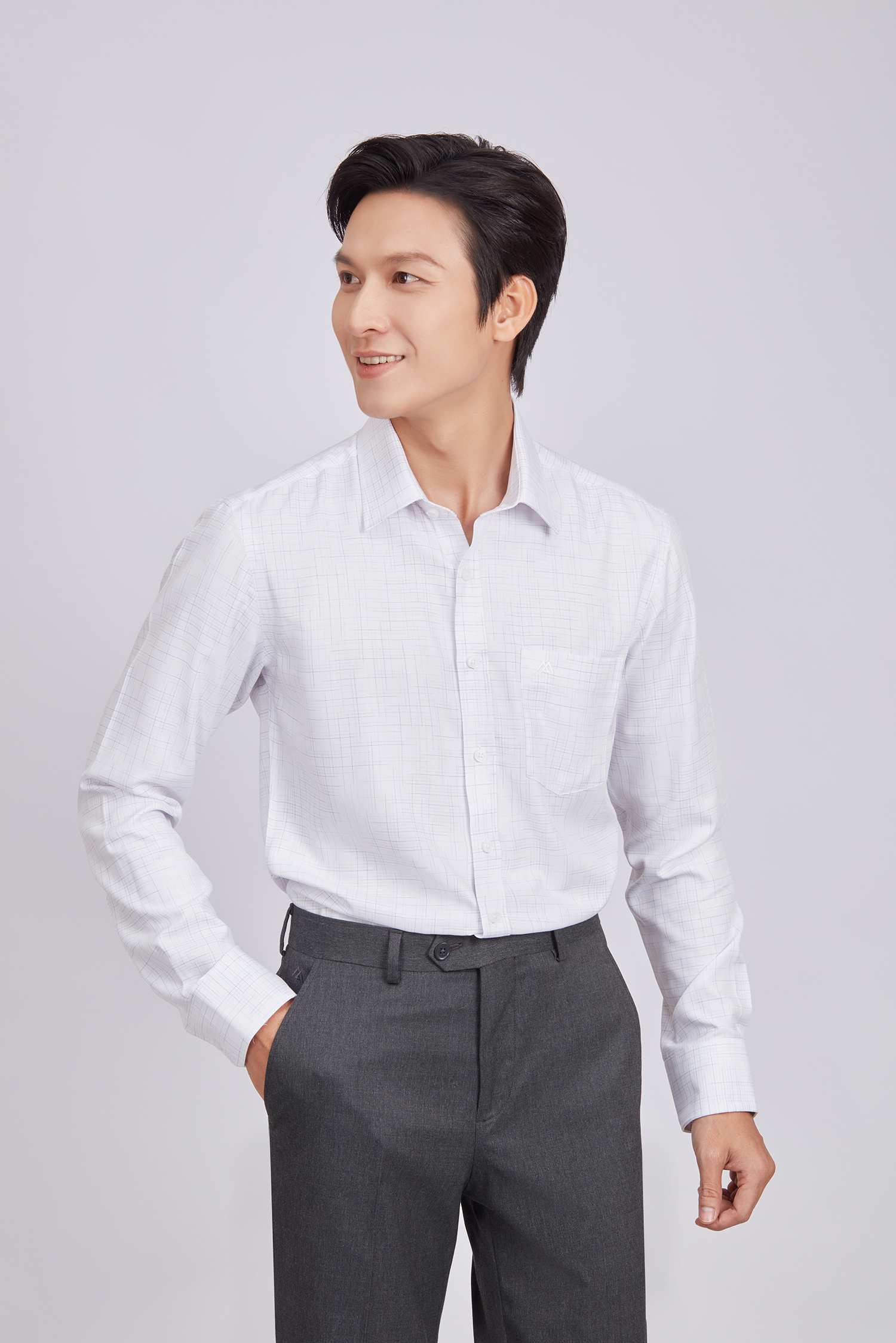 Sơ mi nam dài tay - Slimfit, vạt ngắn