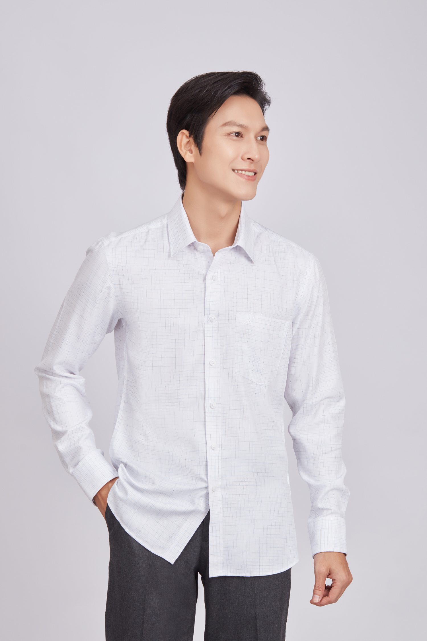 Sơ mi nam dài tay - Slimfit, vạt ngắn