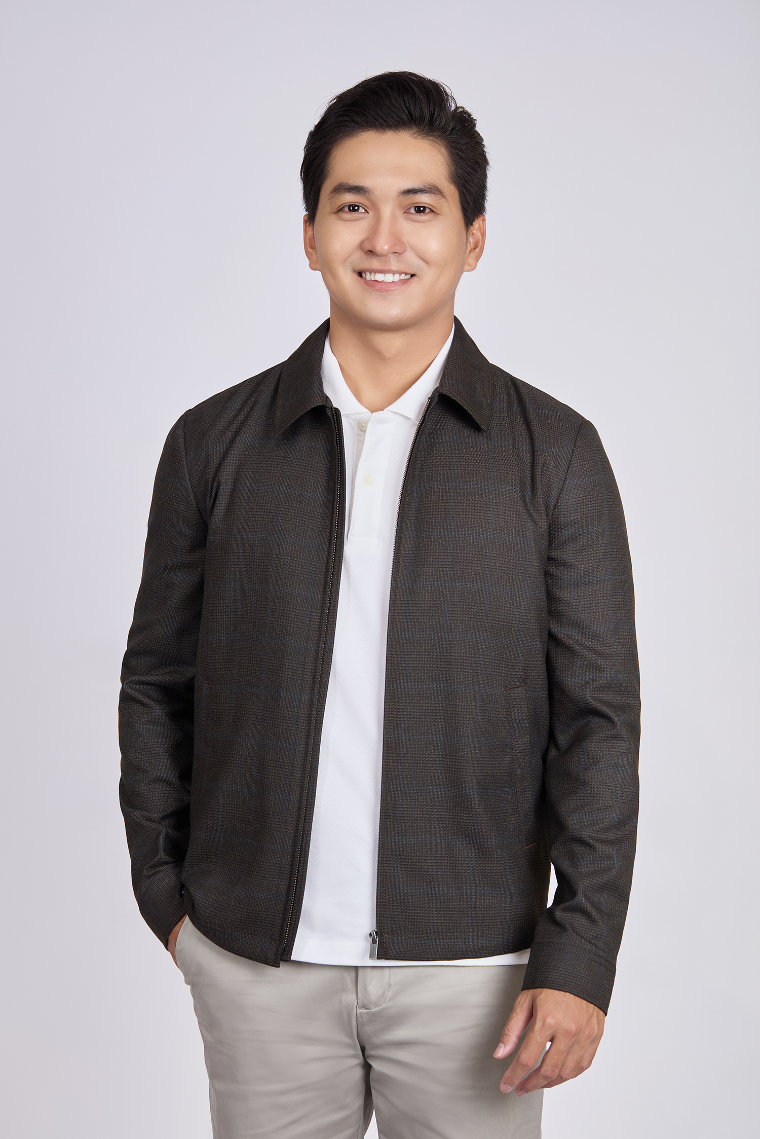 Áo khoác nam - caro xám đậm